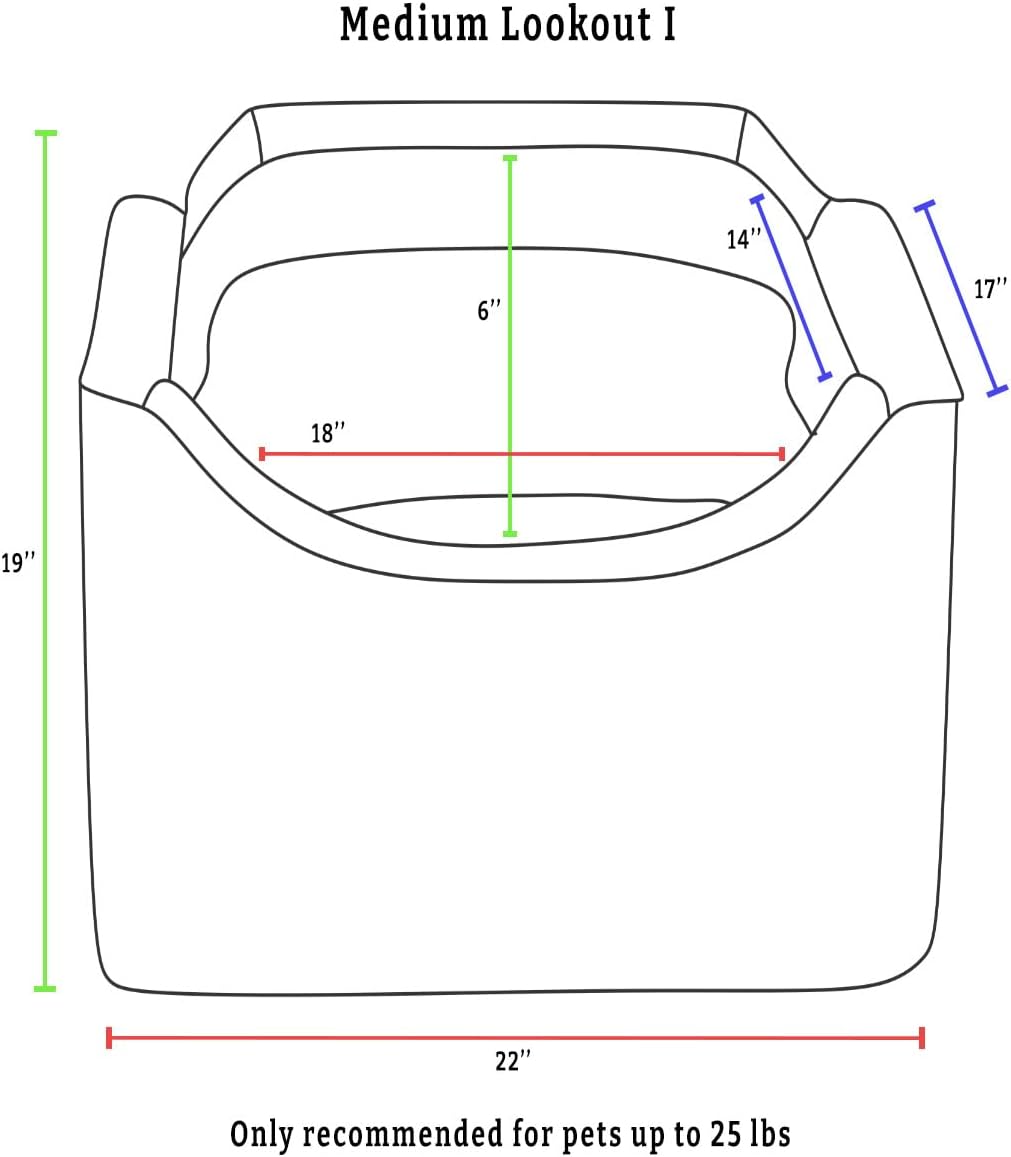 Snoozer Dog Car Seat, Lookout I Dog Booster Car Seat for Small Dogs Under 25lbs, Size: Medium, Fabric: Merlin Camel, Pet Car Seat to Alleviate Car Sickness for Dogs, Removable Machine Washable Cover