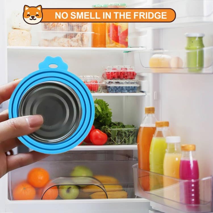 2 Pack Pet Food Cans Lids, Silicone Food Can Covers for Dog and Cat, BPA Free/Food Safe/Universal, One Fit Most Standard Size Food Can Top Red/Blue