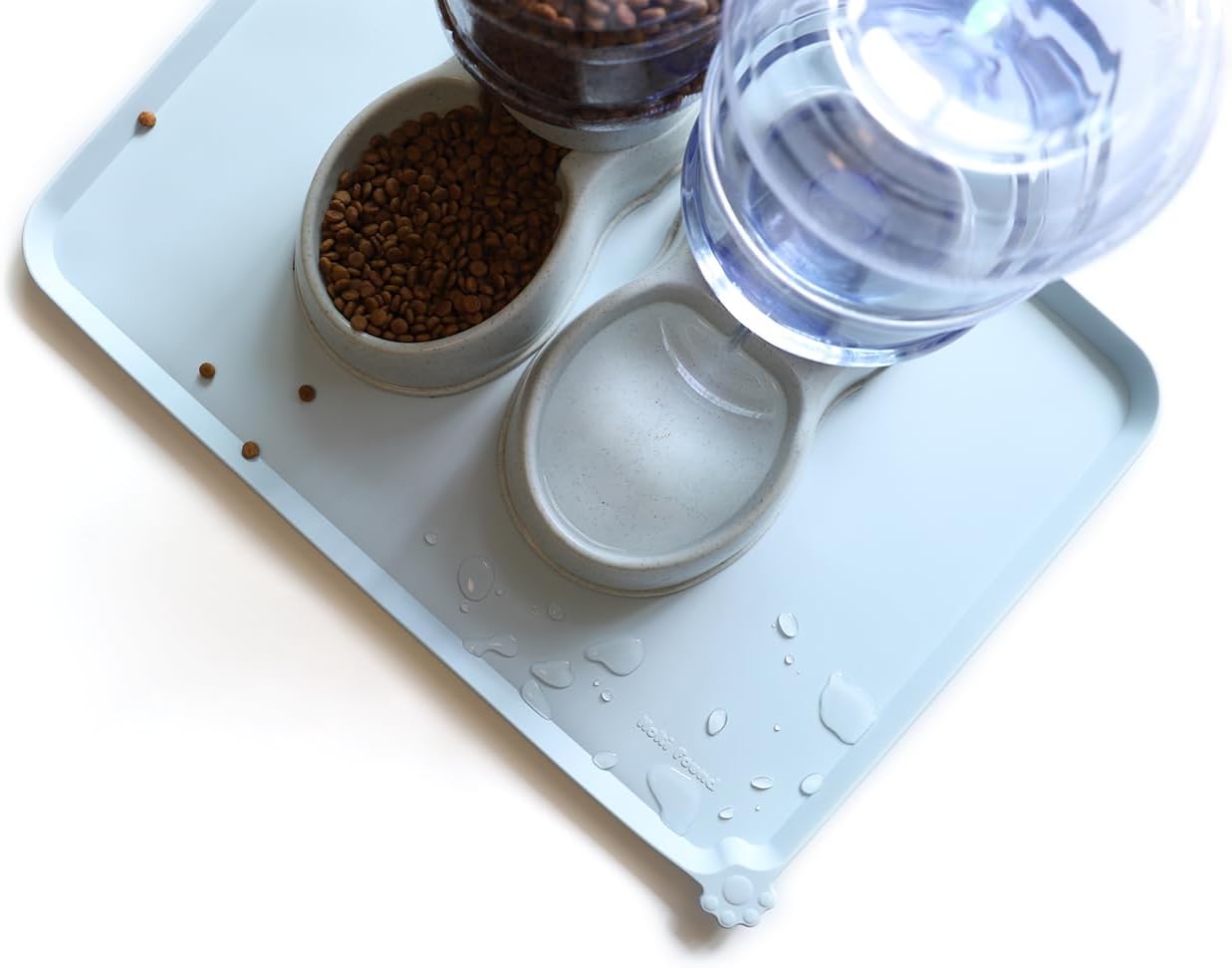 Hoki Found Large Silicone Pet Food Mats Tray - Non Slip Pet Bowl Mats Placemat - Dog Pet Cat Feeding Mat - Waterproof Dog Cat Food Mats -Pet Water Mats for Floors - Frost