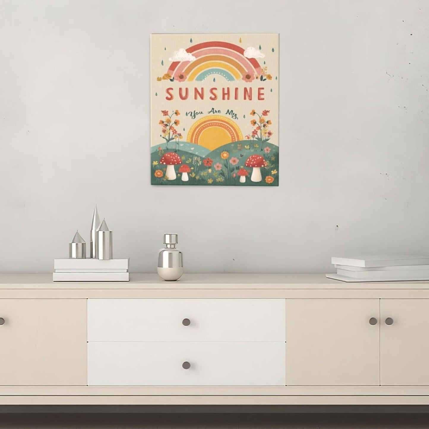 You Are My Sunshine Inspirational Canvas Wall Art Motivational Encouragements Wall Decor First Communion Gifts for Girls Boys Toddler Teens Pictures Painting Print Artwork Framed Decorations Nursery Dorm Bedroom 20"x24"