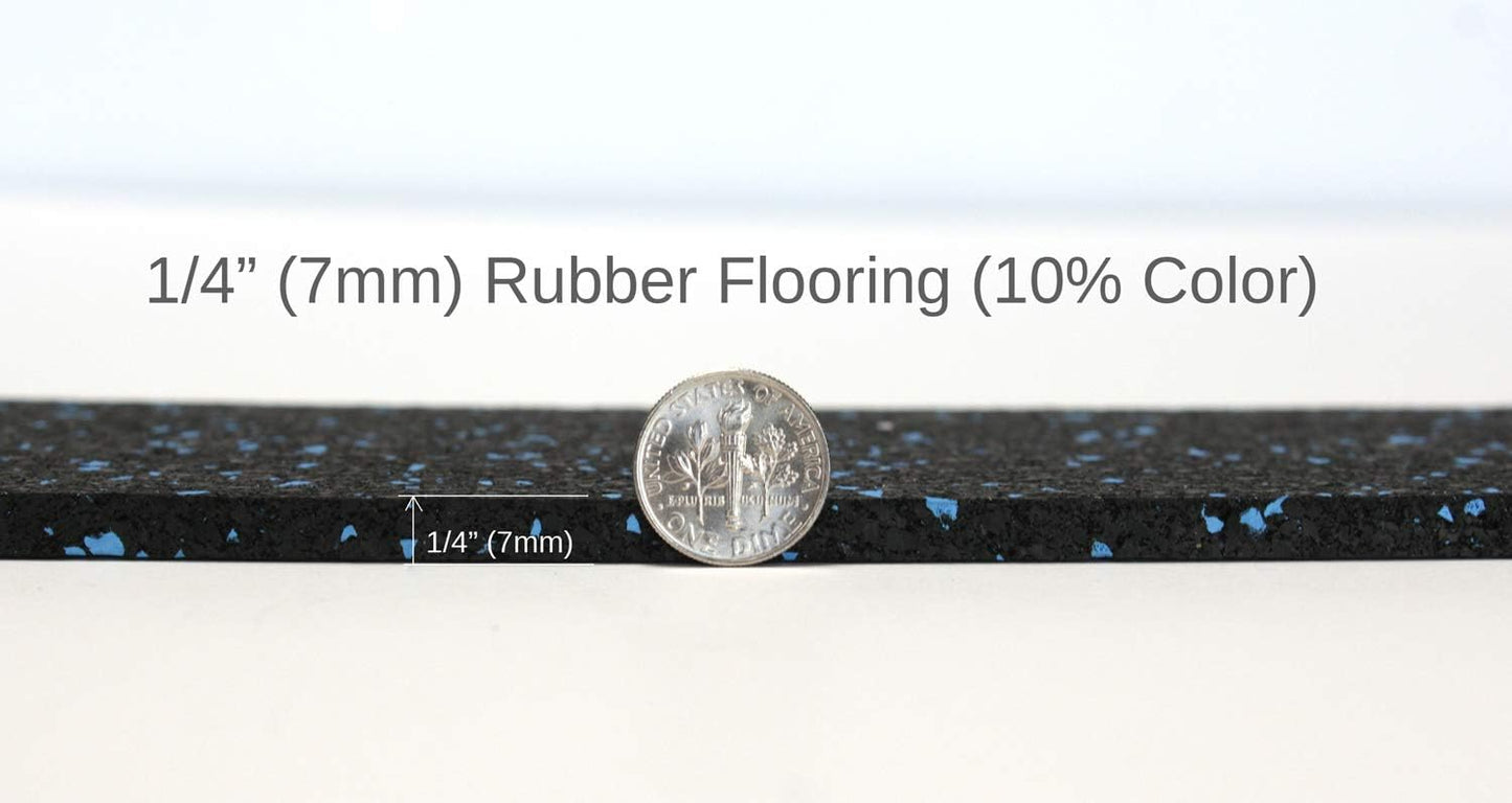 American Floor Mats 1/4in (7mm) Thick 10% Blue 4' x 10' Heavy Duty Rubber Rolls, Protective Exercise Mats, Home Gym Rubber Flooring