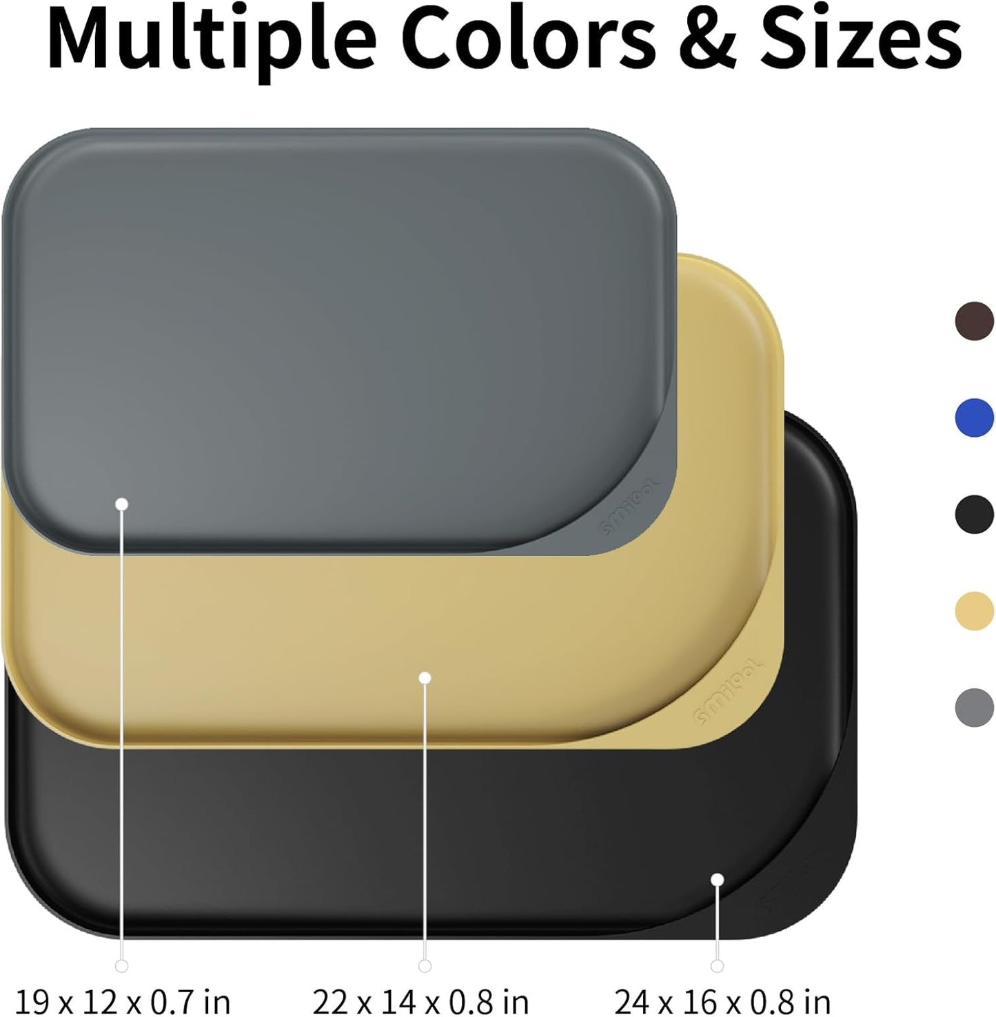 Silicone Pet Feeding Mat with Raised Edge & Residue Collection Pocket for Food and Water, Dog Bowl Mats, Cat Bowls Placemat with High Lip for Floor Waterproof, 19 x 12 x 0.7 Dark Turquoise