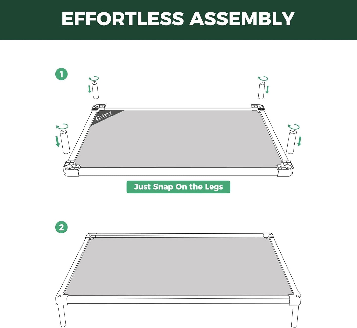 FXW TitanNest Chew-Proof Elevated Dog Bed, Raised Cot for Indoor/Outdoor/Camping Use, Durable & Waterproof Cooling Pet Bed for Small Dogs, 36.0" L x 24.0" W x 4.5" H, Black