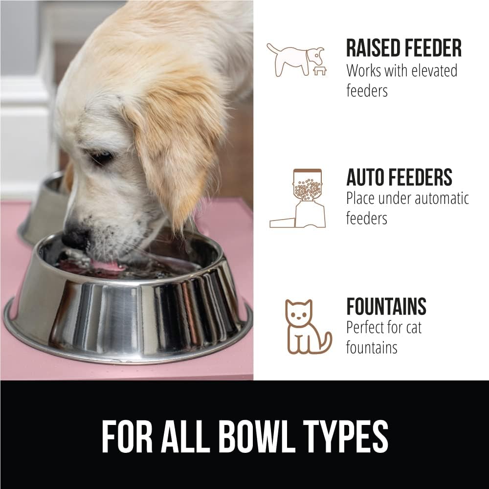 GORILLA GRIP 100% Waterproof Raised Edge BPA Free Silicone Pet Feeding Mat, Dog Cat Food Mats Contain Spills Protects Floors, Placemats for Cats and Dogs Water Bowl, Pets Accessories 28x18 Pink