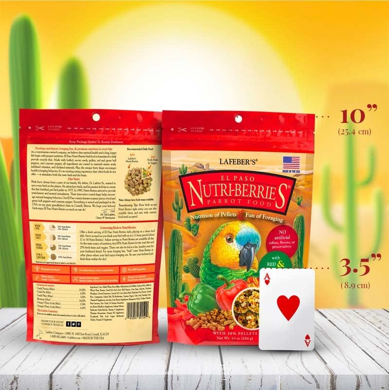 LAFEBER'S El Paso Nutri-Berries Pet Bird Food, Made with Non-GMO and Human-Grade Ingredients, for Parrots (10 oz Pack of 2)