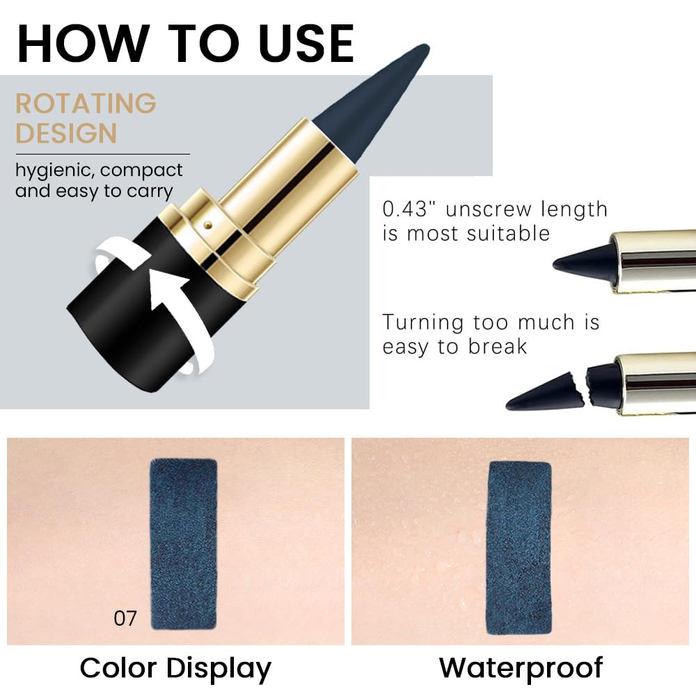 evpct 1Pcs Dark Blue Gel Eyeliner Pencil Eye Black Face Paint Stick Makeup Set Waterproof Matte Cream Crayon Eyeliner Pencil Set Cat Eye Liners Eyeshadow Guide delineador de ojos contra el agua