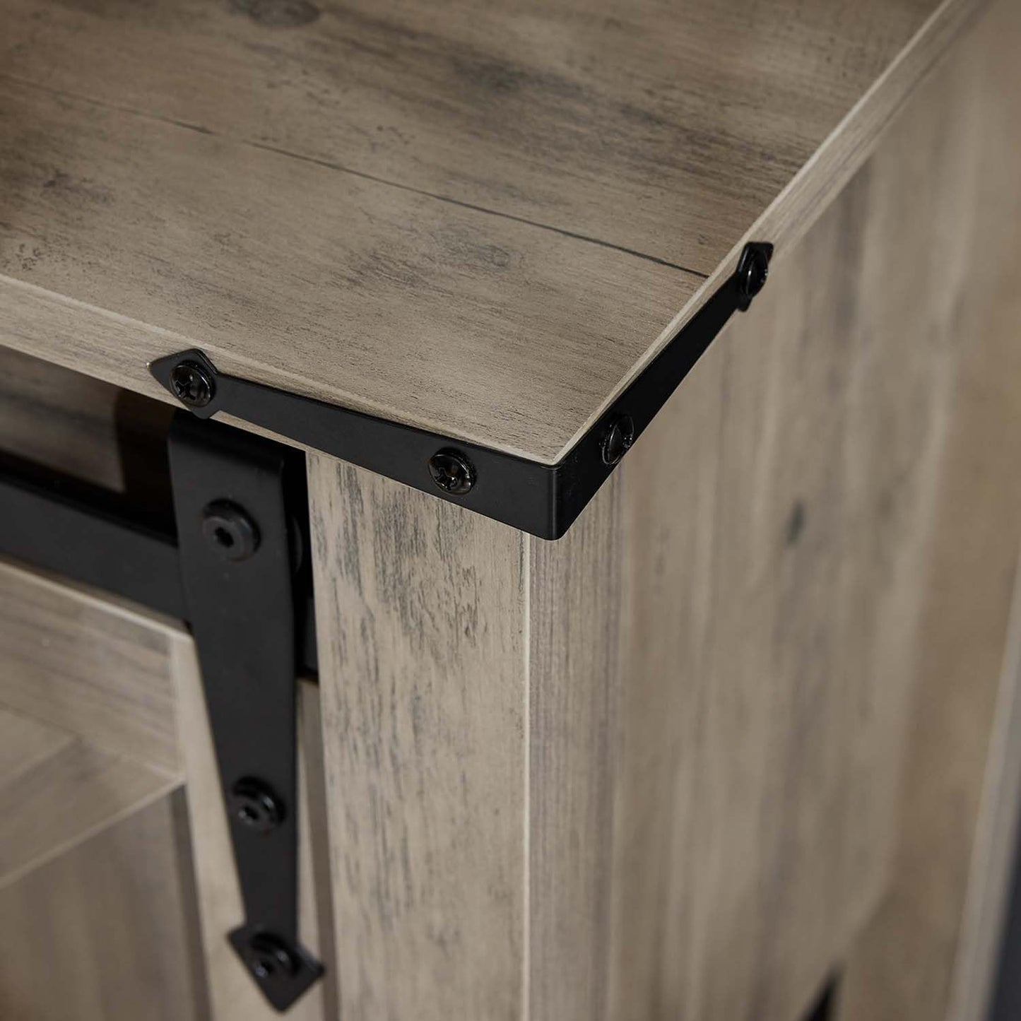 Entryway Table with Storage, Farmhouse Buffet Cabinet Coffee Bar Kitchen Island with Sliding Barn Doors & Shelves, Console Table for Kitchen, Dining Room, Living Room, Grey