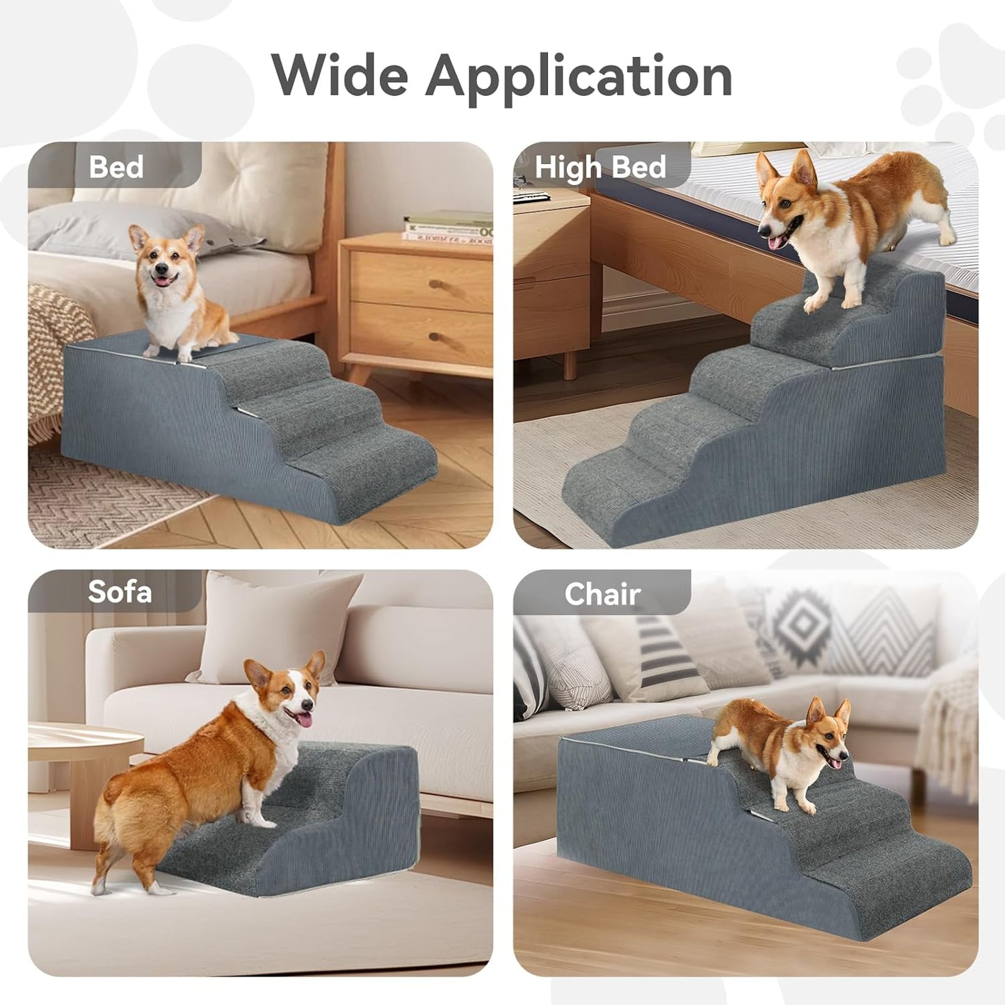 π± π¦ππ²π½π Dog Stairs for High Beds, 21.3" Tall Pet Steps for Small to Large Dogs & Cats, Waterproof with Removable Cover & PE Support Board for Bed, Couch, or Car