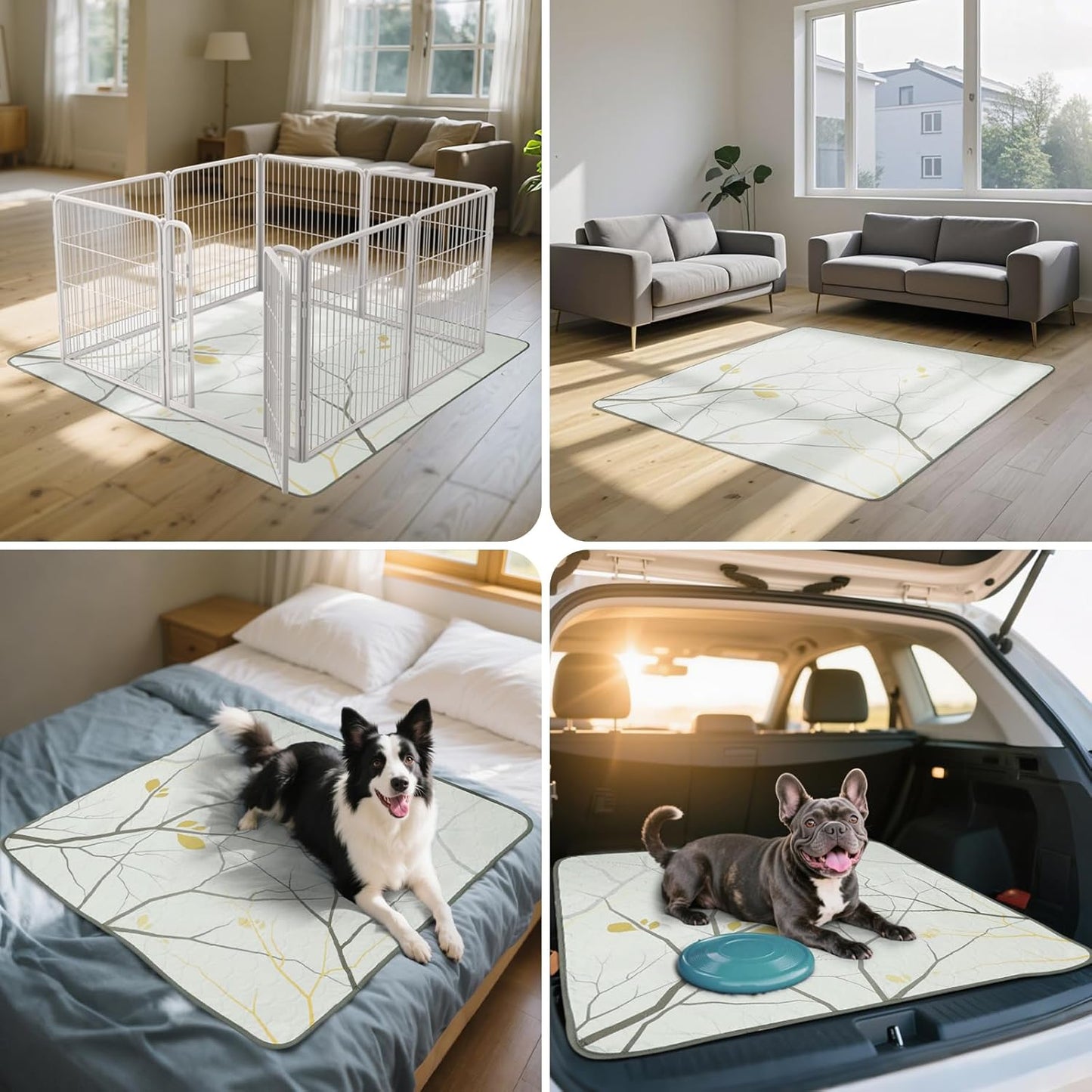 FXW Washable Pee Pads for Dogs, Puppy Pads with Super Absorbent, Specifically Designed for FXW Rollick/Homeplus 24 inch 8 Panels Dog Playpen, 63" Square, Branch, 1 Pack