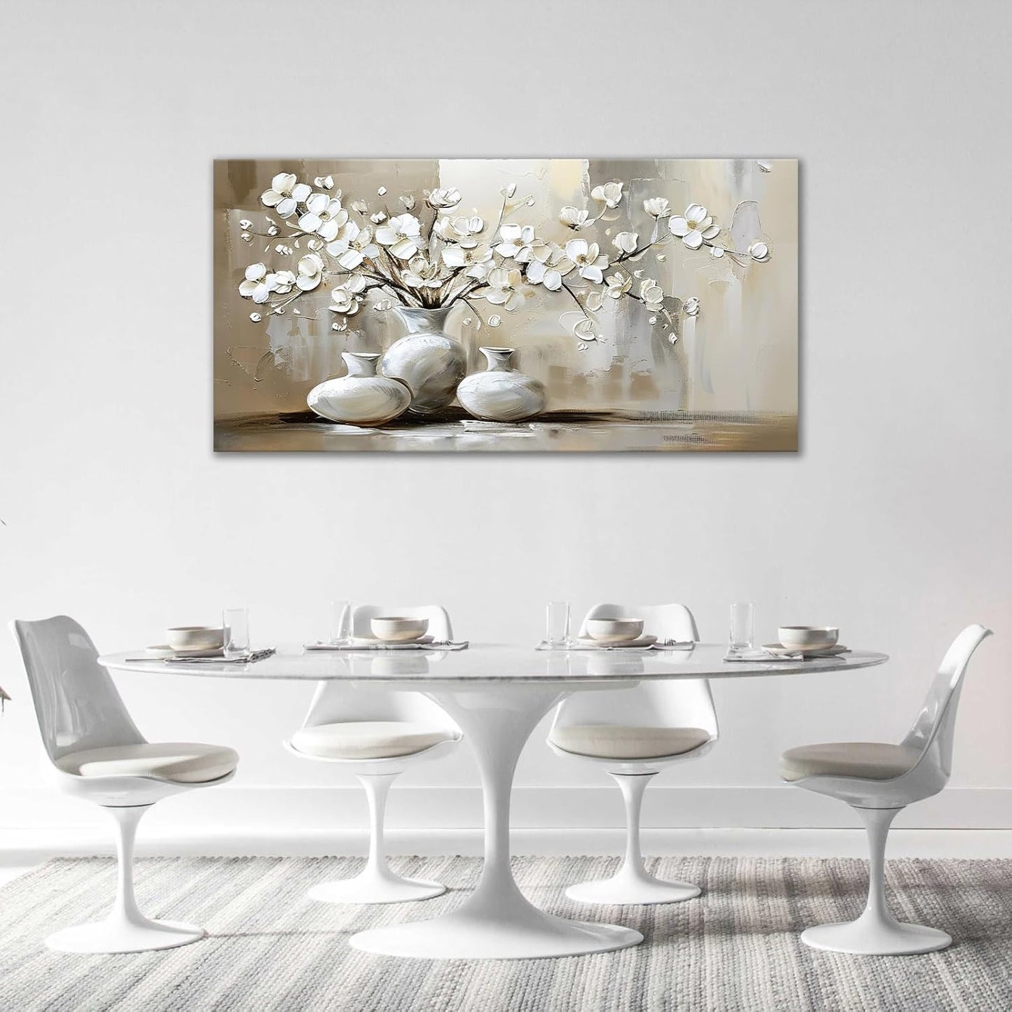 Large Farmhouse Wall Art Country Flower Canvas Living Room Floral Abstract Pictures Framed Prints Oversize Wall Decor Painting Artwork for Bedroom Dining Home 60"x30"