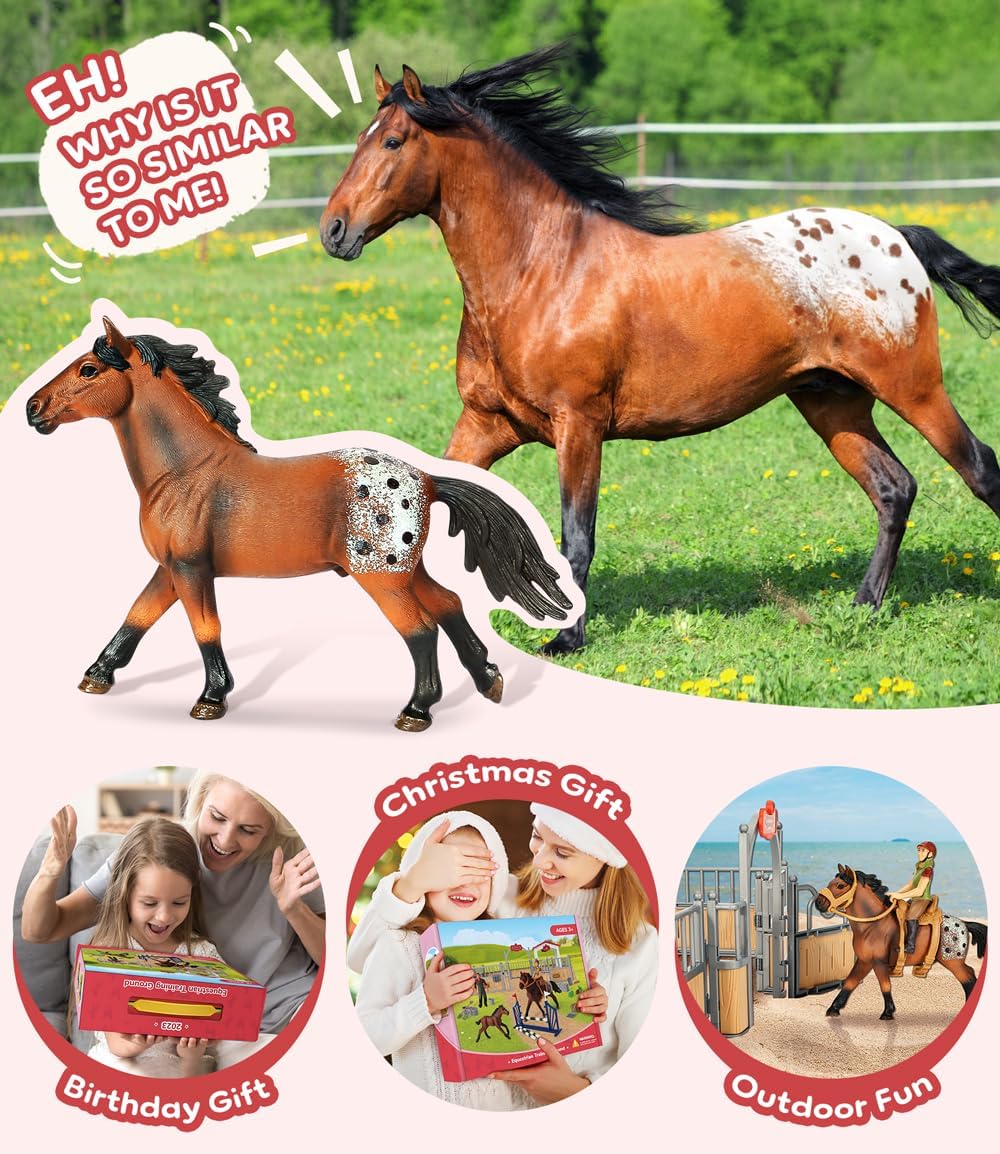 Horse Stable Playset, Horse Toys Set for Girls and Boys with Rider, Farm Animal Figurines Barn Toys, Pretend Play for Kids 3-5 6 7 8-10 Birthday Gifts