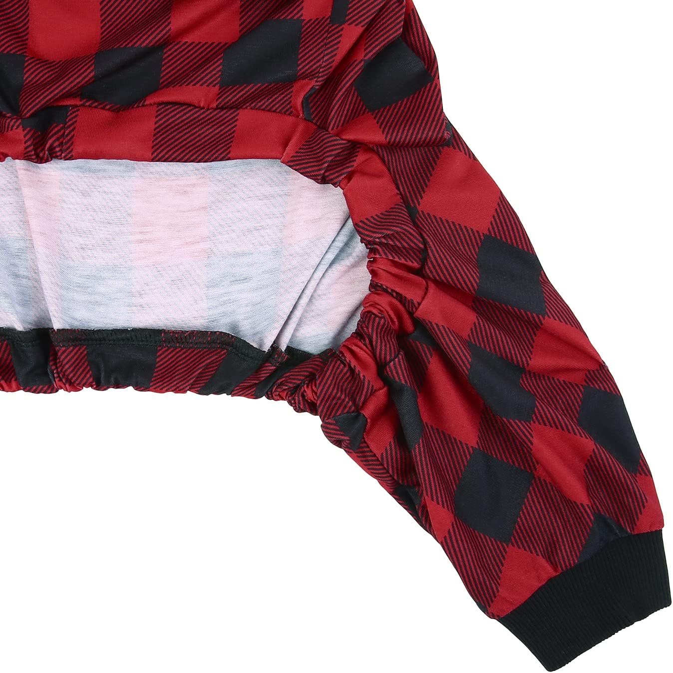 HDE Dog Pajamas One Piece Jammies Jumpsuit Pet Clothes Outfit Stretchy Lightweight Comfy Shirt Pjs for M-3XL Dogs Buffalo Plaid - L