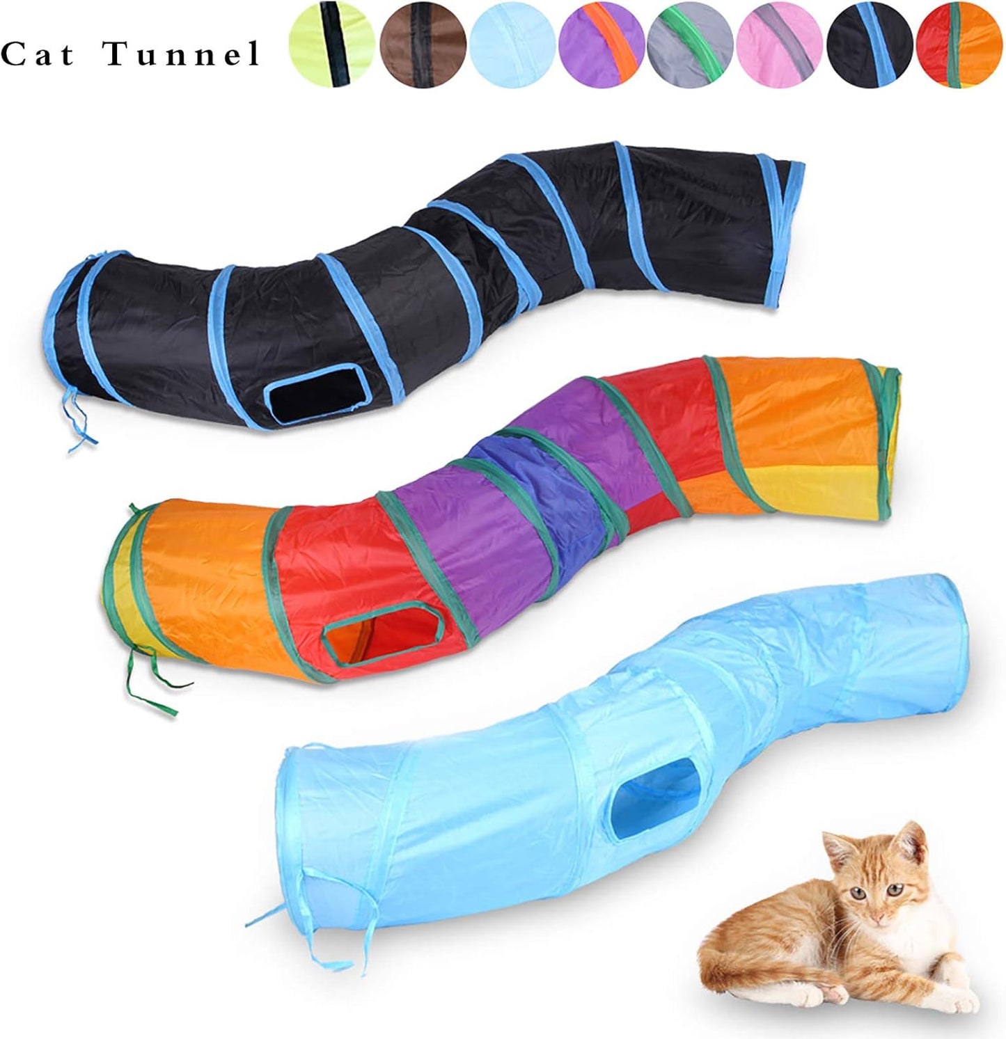 iCAGY Cat Tunnel for Indoor Cats Interactive, Rabbit Tunnel Toys, Pet Toys Play Tunnels for Cats Kittens Rabbits Puppies Crinkle Pop Up Black 47" Shape S