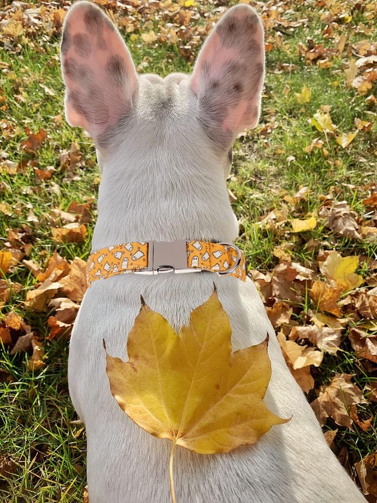 Lionet Paws Halloween Dog Collar with Bowtie - Cute Cotton Adjustable Fall Bowtie Dog Collar with Metal Buckle for Small Medium Large Dog Girl Boy Gift, XS, Neck 8-12in