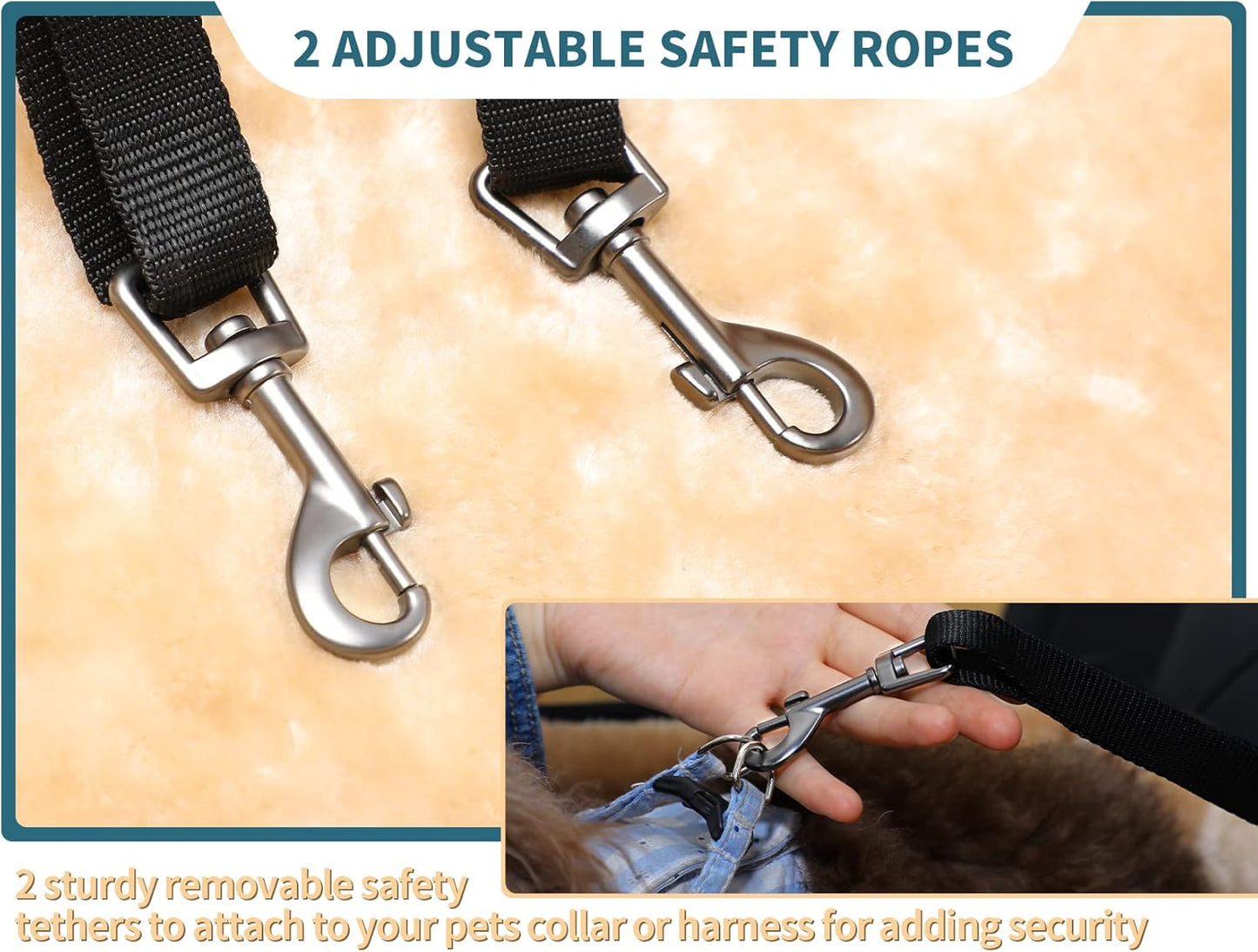 Petsfit Dog Booster Seat For 2 Small Dogs or Medium Dog up to 45 lb, Large Dog Car Seat With 2 Big Pockets for Cars, Trucks and SUVs (Large, Dark Brown)