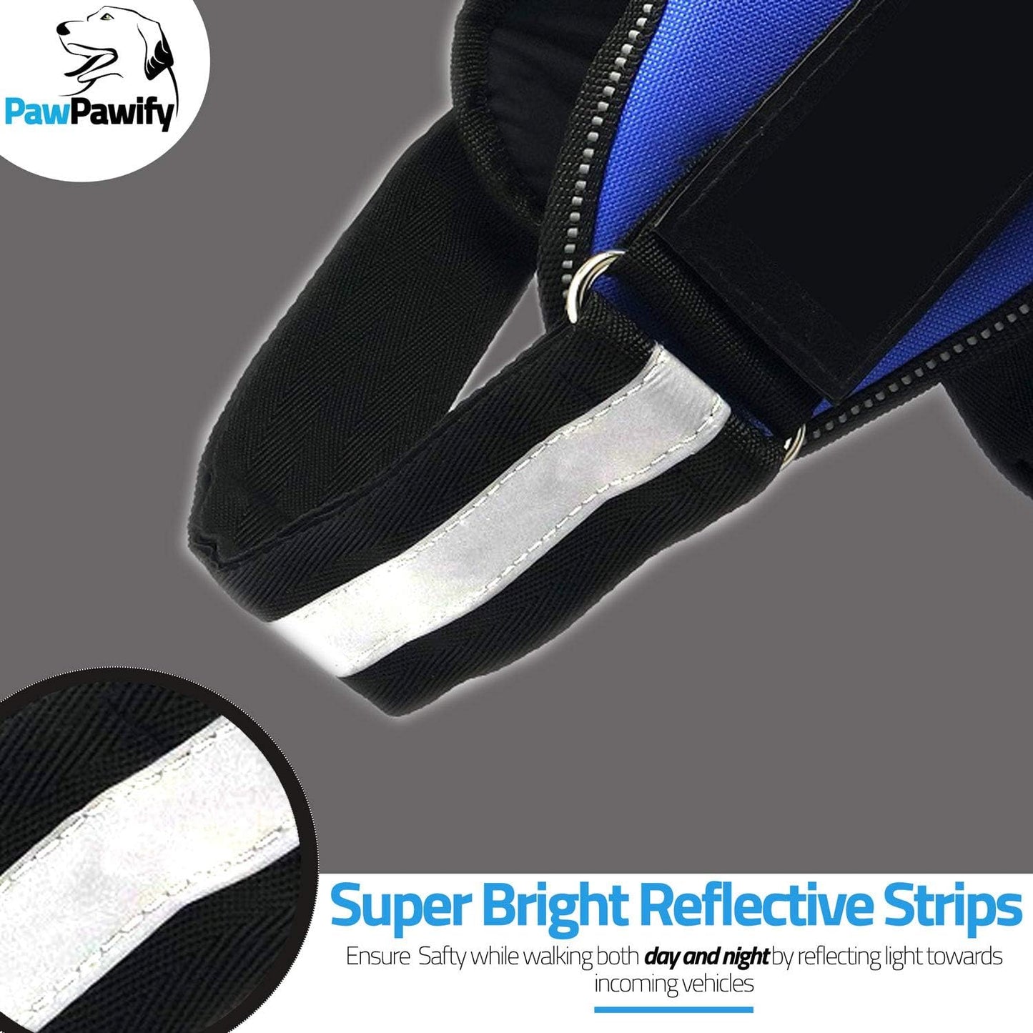 PawPawify Custom No Pull Dog Harness with Name and Phone Number, Heavy Duty Personalized Pet Vest to Prevent Tugging, Pulling, or Choking, Training and Walking (Black, M (20-40 LBS))