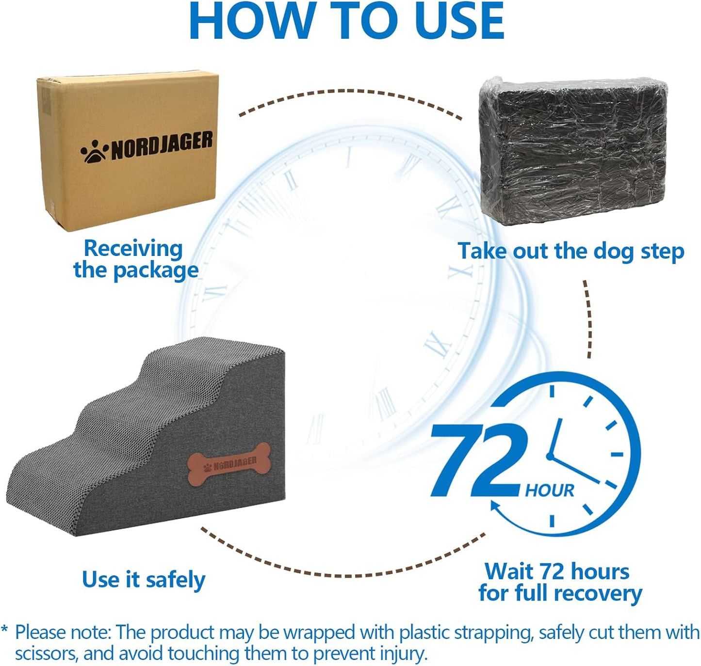 Dog Stairs 3-Step for Small Dogs and Cats to Get on Bed and Furniture/Windows, Pets Can Climb, Sit, or Perch to Look Out Windows, Extra Wide Dog Steps, Non-Slip Waterproof Fabric Cover, Grey(15.7" H)