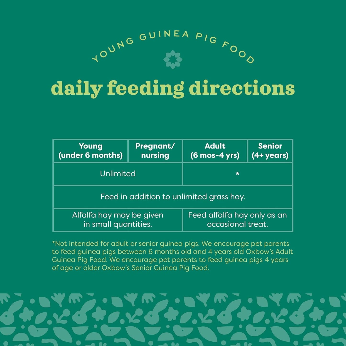 Oxbow Essentials Guinea Pig Food, Young, Made Alfalfa Hay for Guinea Pig, Pet Food Pellets with Vitamin C, Small Animal Pet Products, Made in USA, High Fiber, 10 lb. Bag