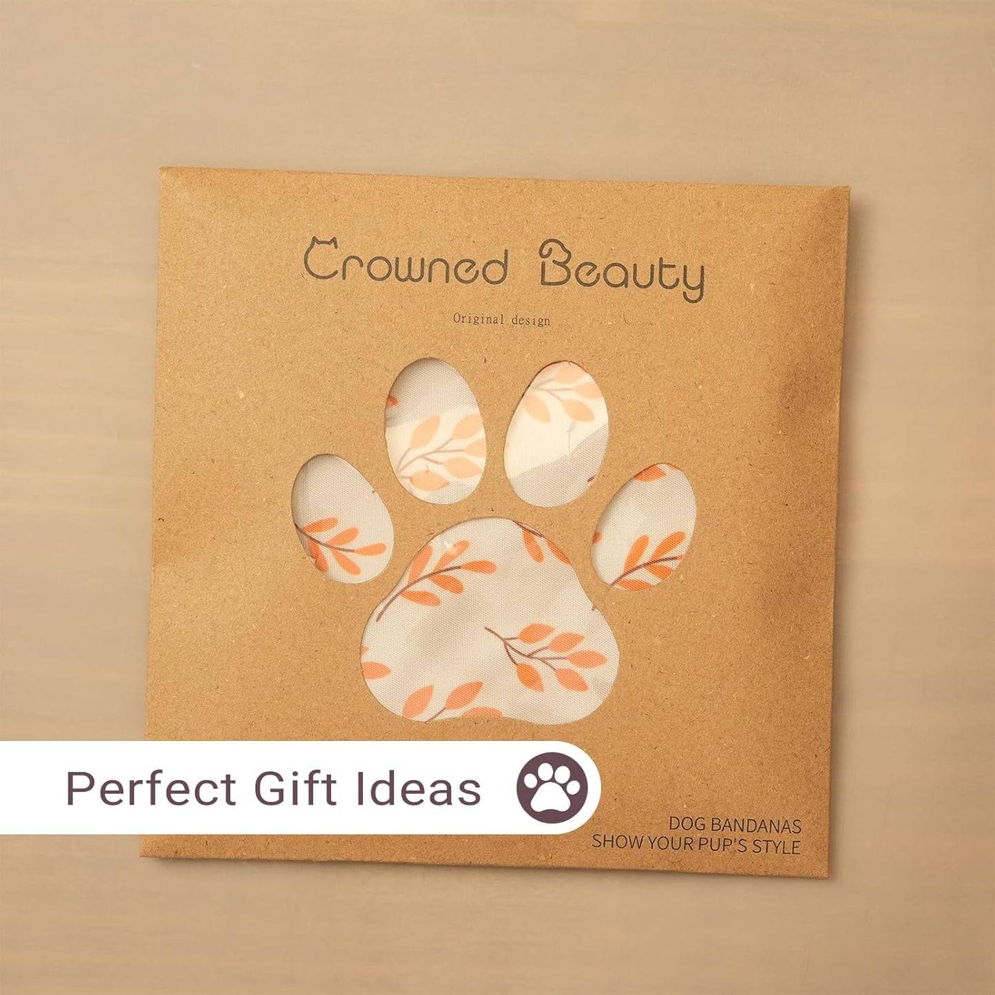 CROWNED BEAUTY Fall Dog Bandanas Reversible Large 2 Pack, Fall Tree Set, Orange Adjustable Triangle Holiday Scarves for Medium Large Extra Large Dogs Boy Girl Pets DB183-L