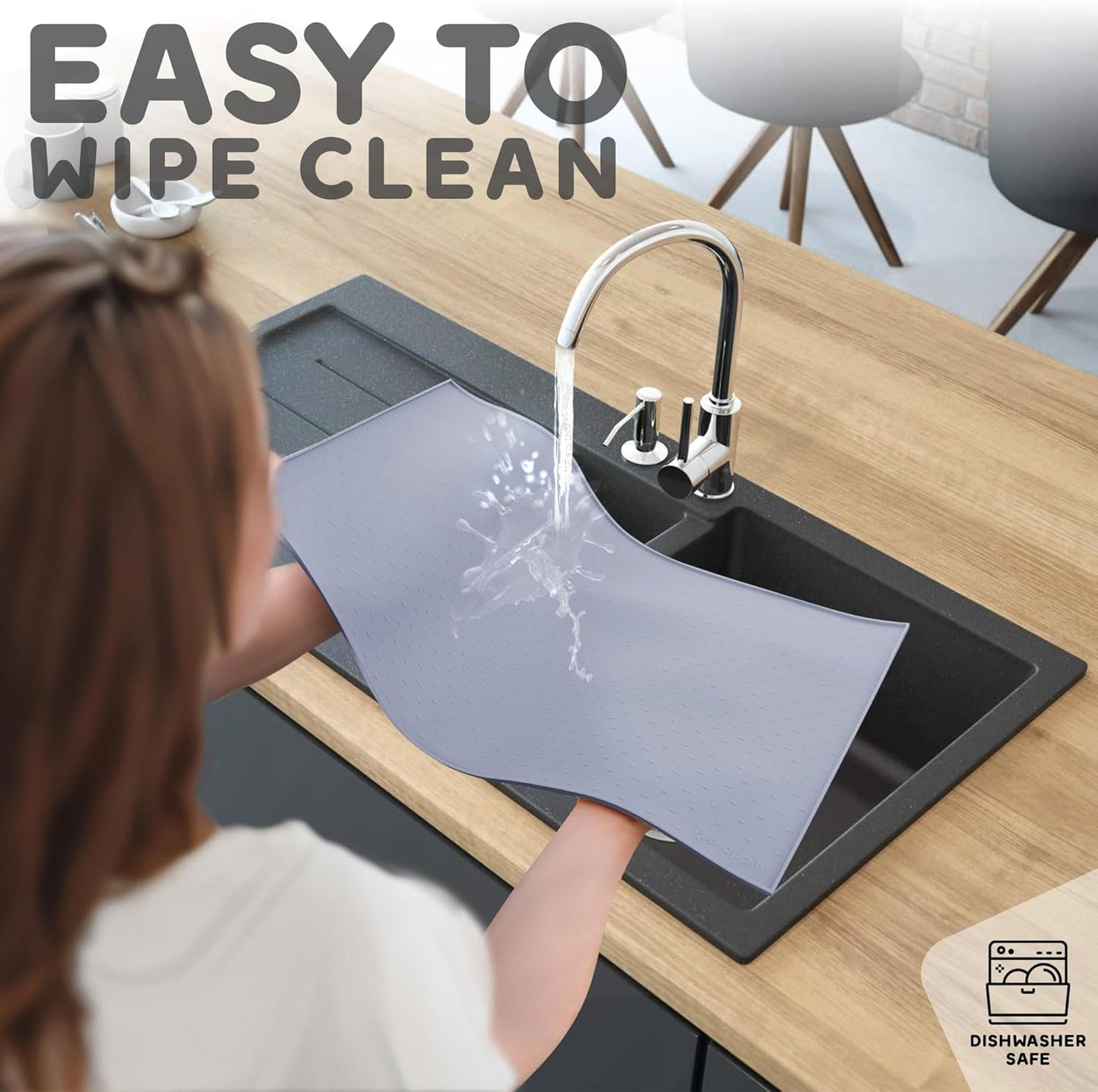 Dog Food Mat - 28x18 Raised Edges Dogs Mat for Food and Water Prevent Spill, Waterproof Cat Food Mats Protect Floors, Easy Clean Dog Bowl Mats for Food and Water, Silicone Pet Feeding Placemats