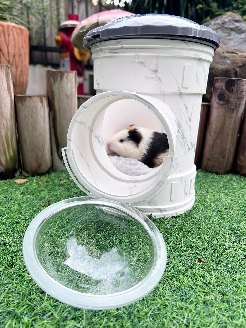 Hamster Carrier Cage, Marble Print Anti-bite and Chewproof Design, Table Chinchillas Cage for Small Guinea Pig Bird Parrot Budgies, Front and Top Ventilation