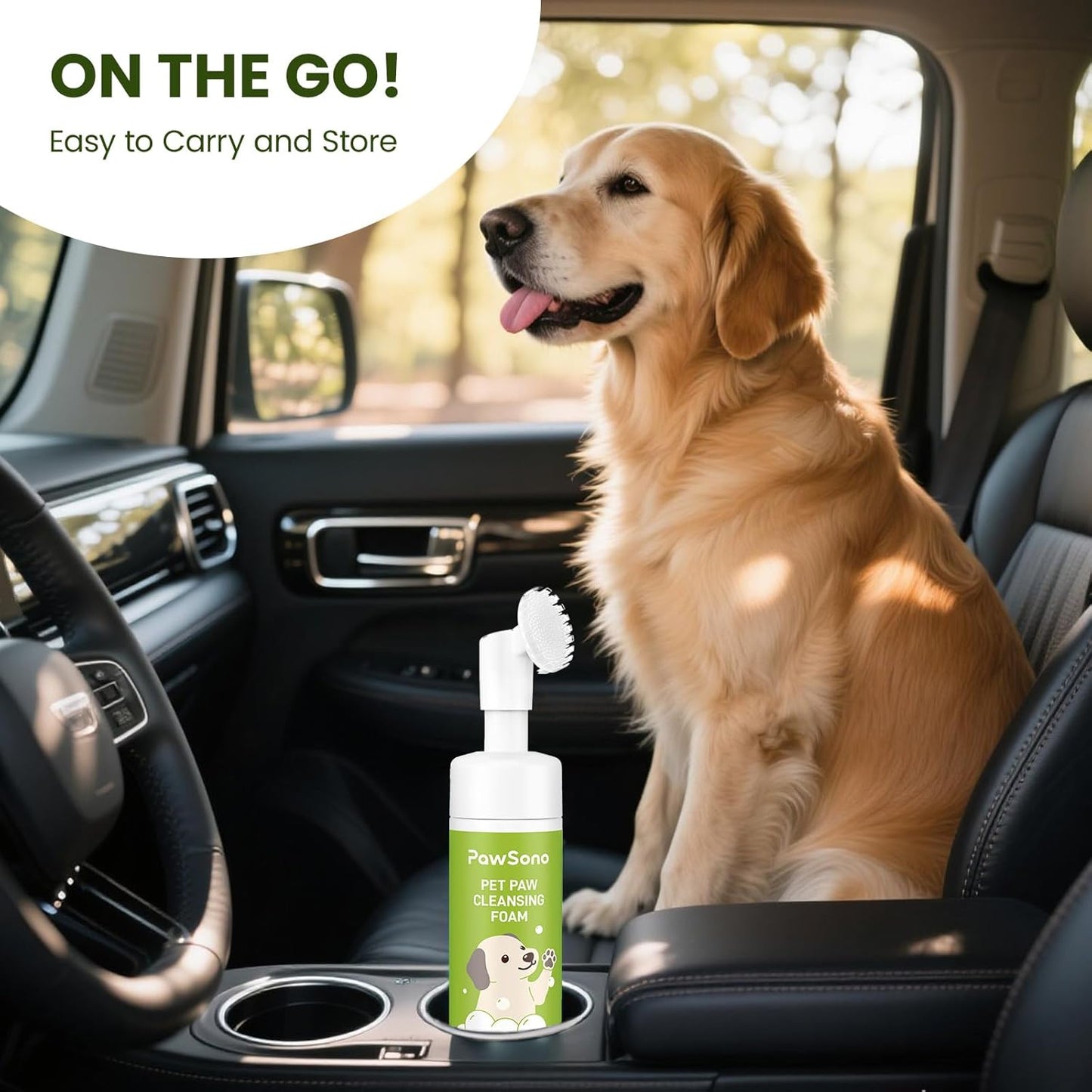 Paw Cleaner for Dogs & Cats, No-Rinse Foaming Pet Foot Washer with Built-in Scrubber Brush for Dirty, Muddy Paws – Suitable for Small, Medium & Large Dogs, Puppies, Kittens (5 fl oz)