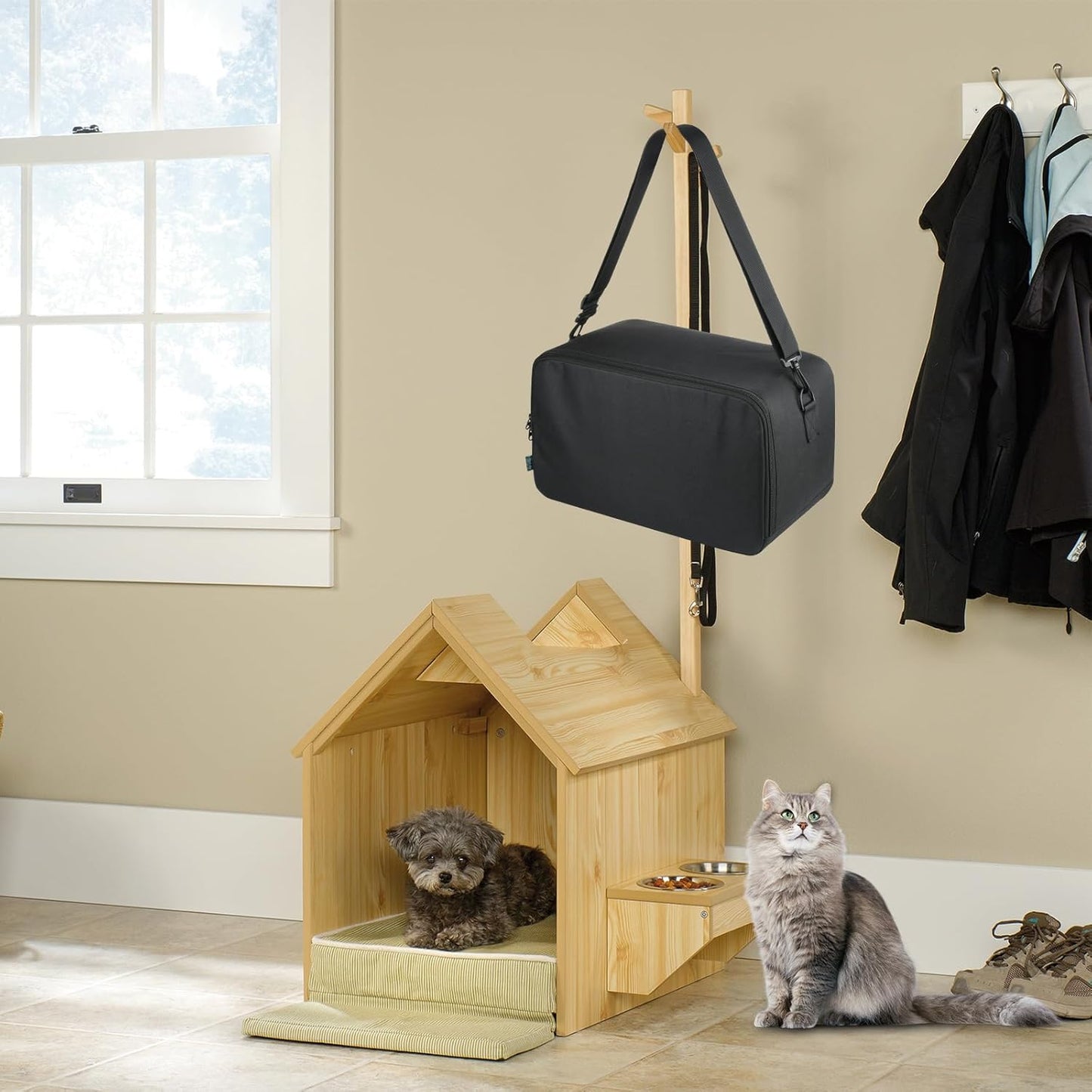 Beautyflier Pet Grooming Supplies Organizer, Protective Tote Bag Case for Pet Grooming Kit & Vacuum Suction Dogs Cats Hair, Travel Pouch Bag for Pet Dog Grooming Vacuum Kit, Bag Only (Black)