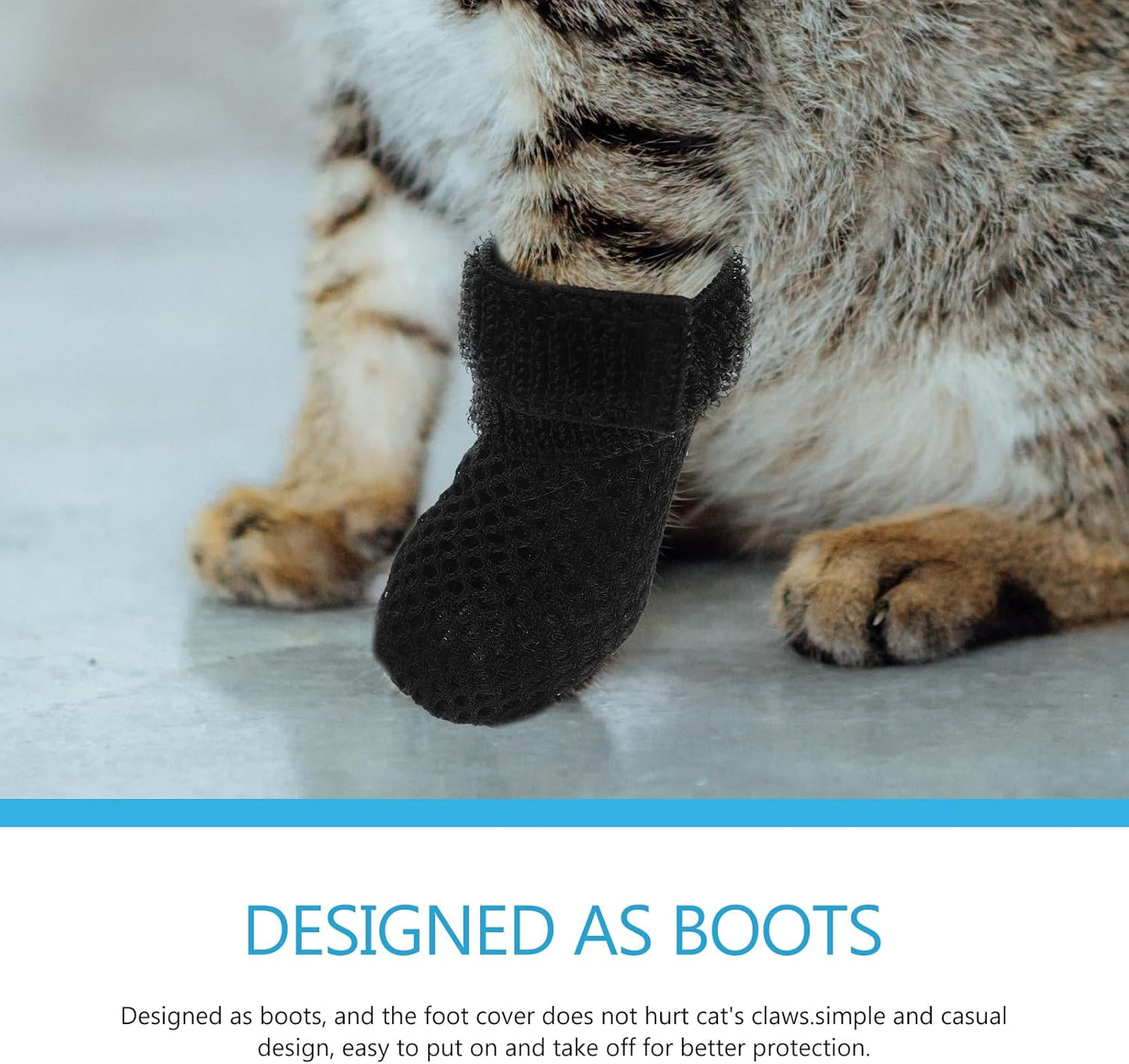 Cat Claw Covers-4pcs Cat Nail Caps Cat Nail Covers Caps Shoes Cats Socks Cat Booties to Prevent Scratching Cat Paw Protector Pet Grooming Booties for Bathing Shaving Checking