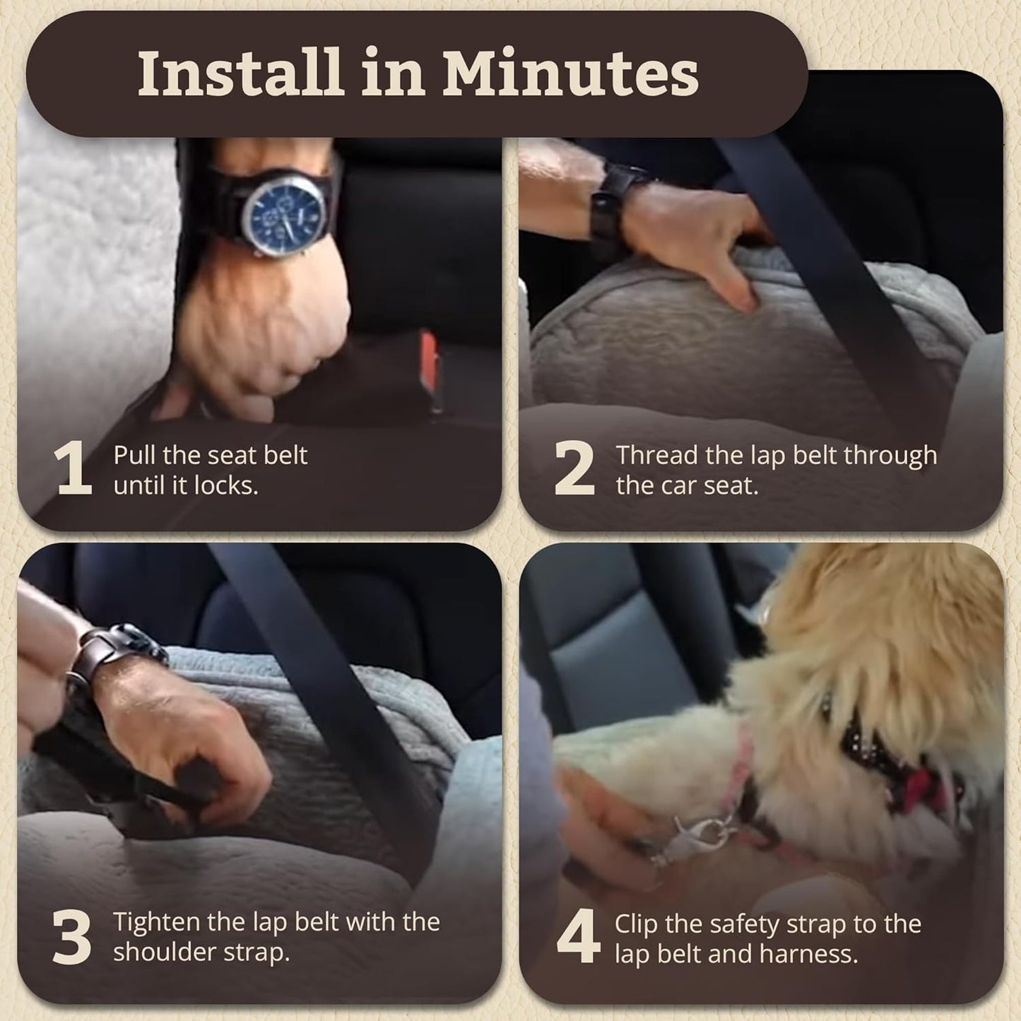 Snoozer Lookout I Dog Car Seat - Dog Car Seats for Small Dogs, Puppy Booster Bed for Small Sized Pets up to 18 Lbs, Elevated, Washable - Size S, Birch Diamond