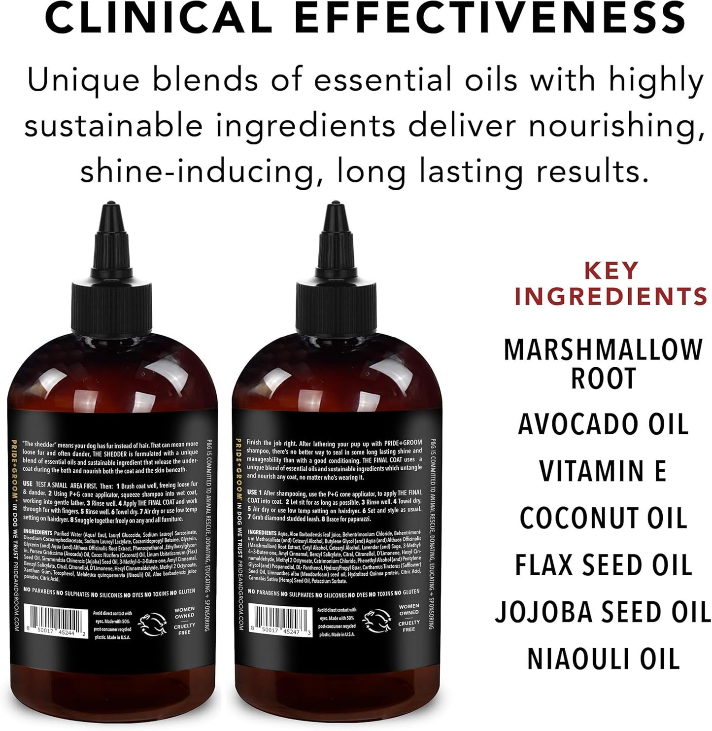 Pride and Groom The Shedder Box Set – Deshedding Dog Shampoo & Conditioner with All Natural Blend of Essential Oils & Ingredients to Moisturize & Untangle Curly and Wavy Coats – 32oz