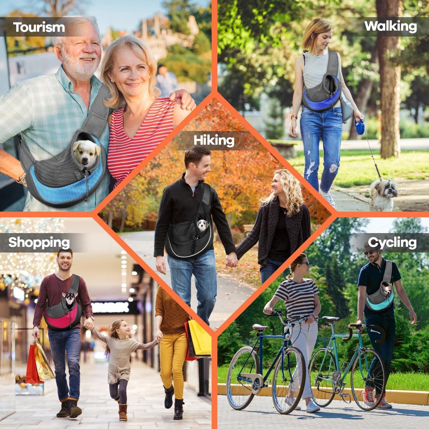 YUDODO Pet Sling Carrier for Small Dogs & Cats – Hands-Free Puppy Carrier with Safety Hook, Large Zipper Pocket, Soft Breathable Mesh, Adjustable Strap & Reflective Strip (Black 2.0 L)