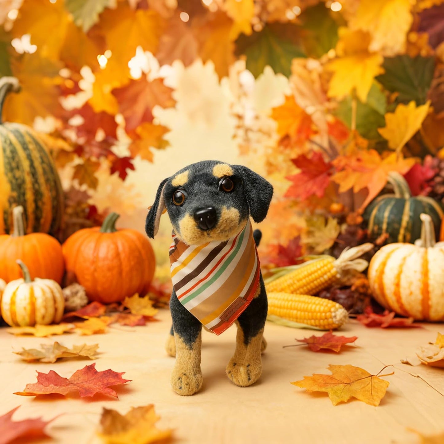 Realeaf Thanksgiving Dog Bandanas 2 Pack,Turkey Pumpkins Fall Stripe Pet Scarf for Boy and Girl, Premium Durable Fabric, Reversible Holiday Bandana for Large and X-Large Dogs Pets