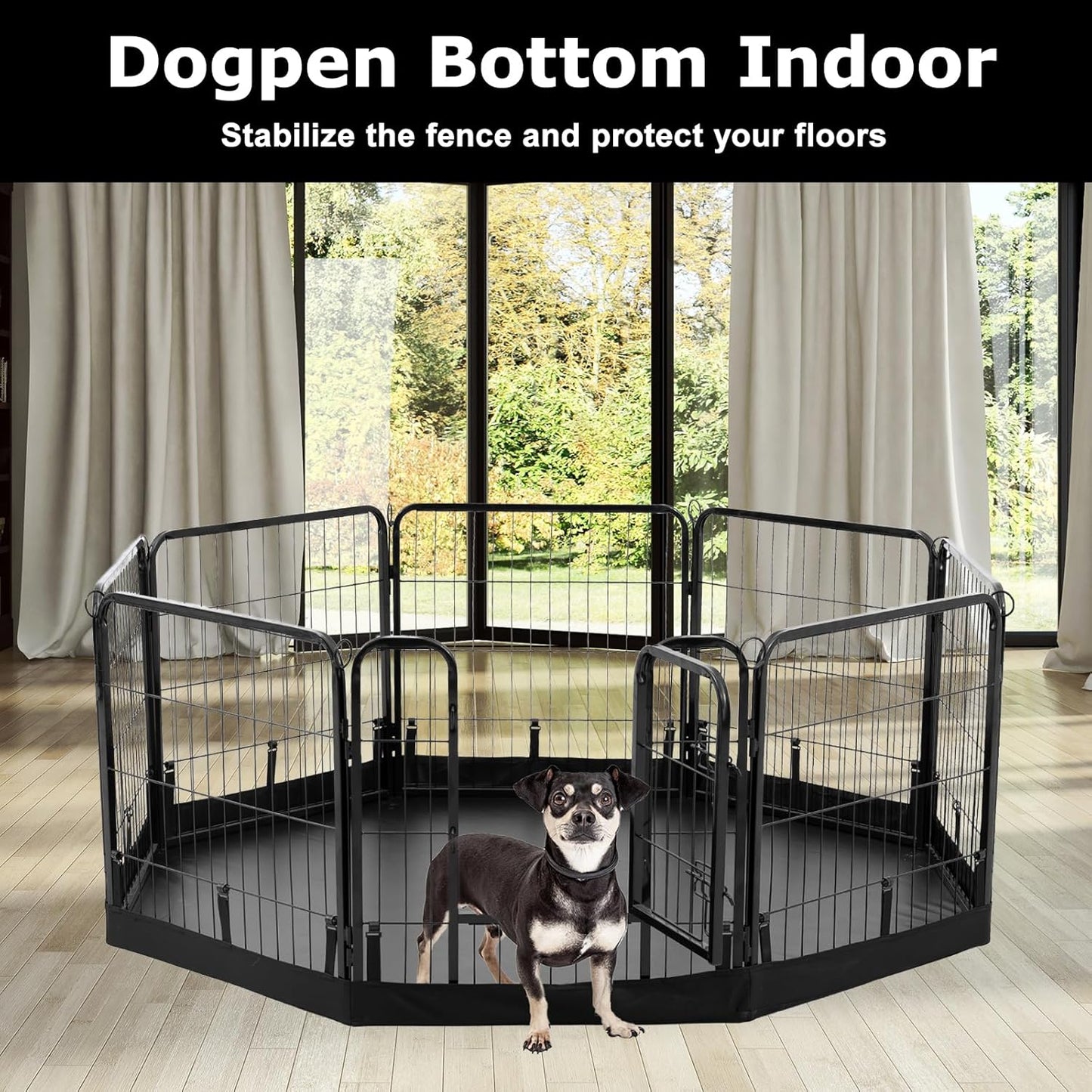 PJYuCien Dog Playpen Bottom Pad, Fits 24 Inch Width 8 Panels Regular Octagon Metal Exercise Pet Playpen, Black (Note:Playpen Not Included)