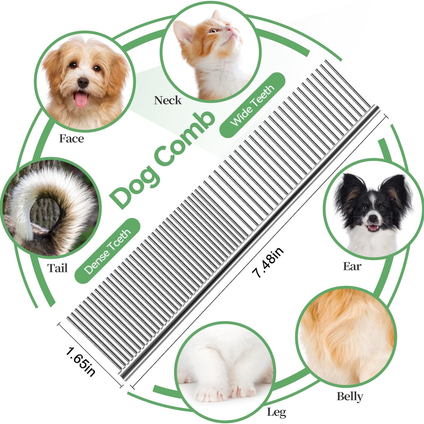 Dog & Cat Brush,Pet Grooming Kit 4PCS- Dog Brush for Shedding| A Pair Pet Hair Removal Gloves| Metal Comb for dog.Removes Undercoat, Loose Hair, Tangled, Dirt and Massages. All hair Types
