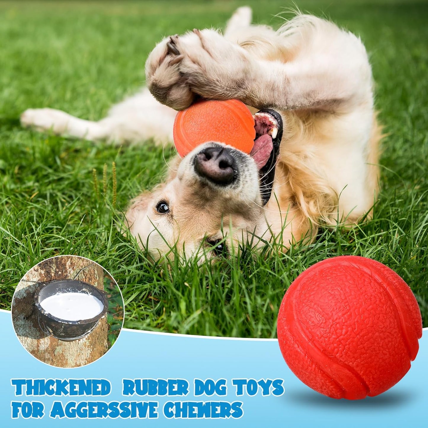 Jenaai 20 Pcs Indestructible Dog Toy Balls for Aggressive Chewers Chew Resistant Solid Rubber Bouncy Ball for Teeth Cleaning, 2in/5cm Diameter