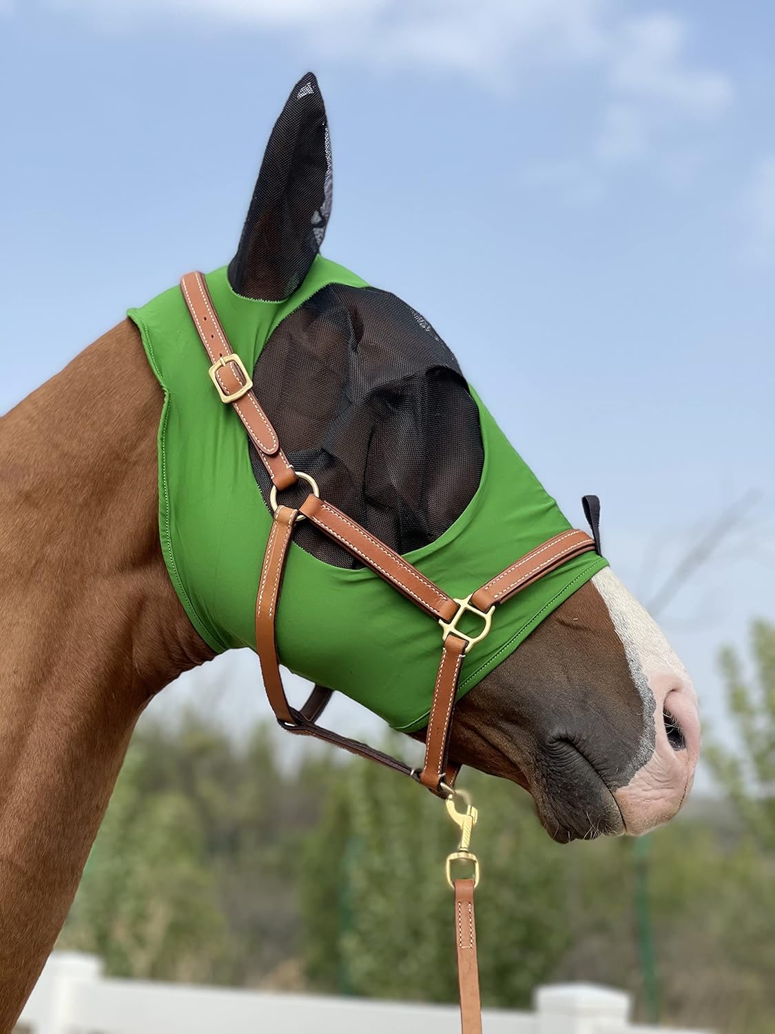 Horse Fly Mask Super Comfort Horse Fly Mask Elasticity Fly Mask with Ears We Only Make Products That Horses Like… (Hunter Green, L)