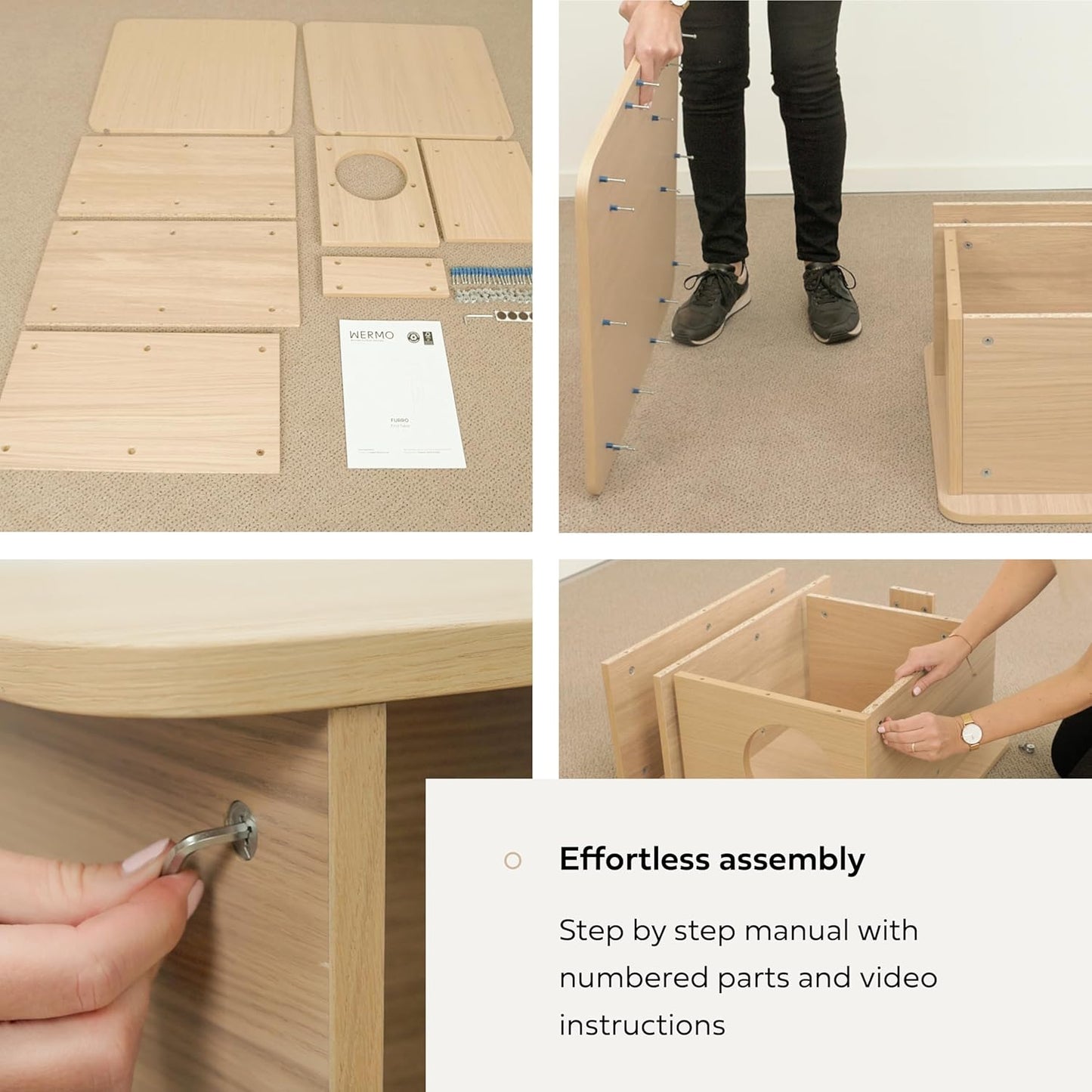 WERMO 12'' Narrow End Table for Living Room - Small Side Table with Shelf, Magazine Holder and Storage Doubling as Cat Hideaway for Couch, Chair and Bedside. Wood Night Stand for Bedroom (Walnut)