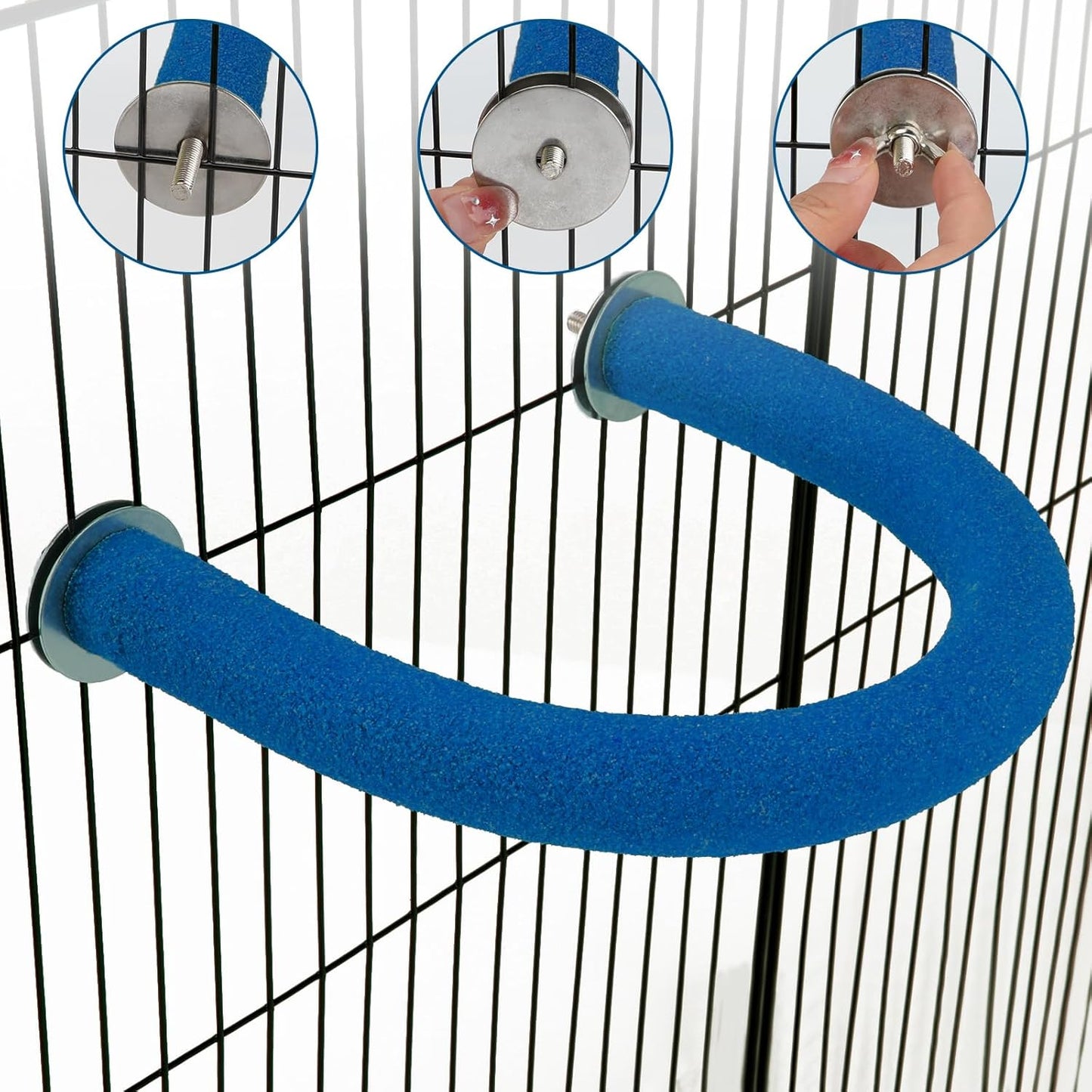 Rypet Parrot Perch Rough-surfaced - Quartz Sands Bird Cage Perches for Small Parakeets Cockatiels, Conures, Macaws, Parrots, Love Birds, Finches Cages Toy, U Shape