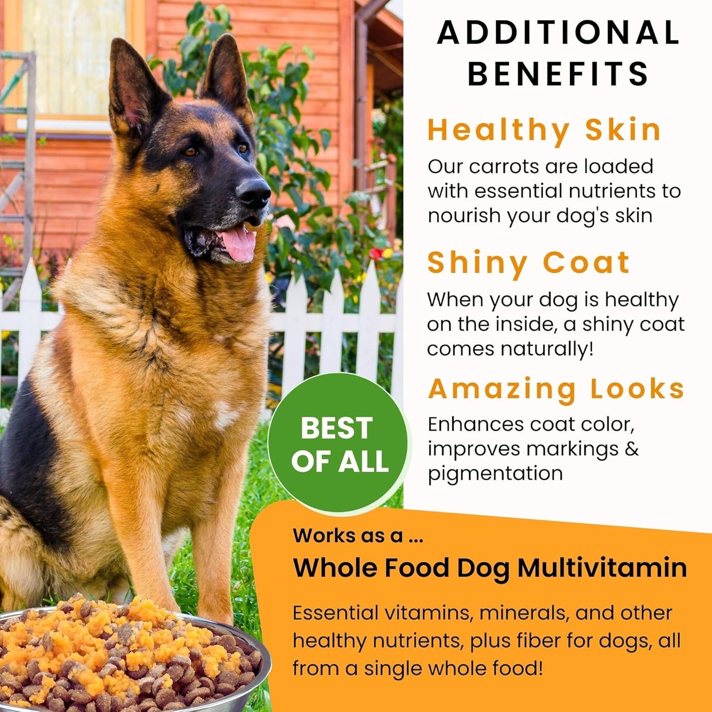 Olewo Original Carrots for Dogs – Fiber for Perfect Poop, Dog Food Toppers for Picky Eaters, Natural Skin & Coat Support, Multivitamin, Probiotics for Digestive and Gut Health, 5.5 lbs
