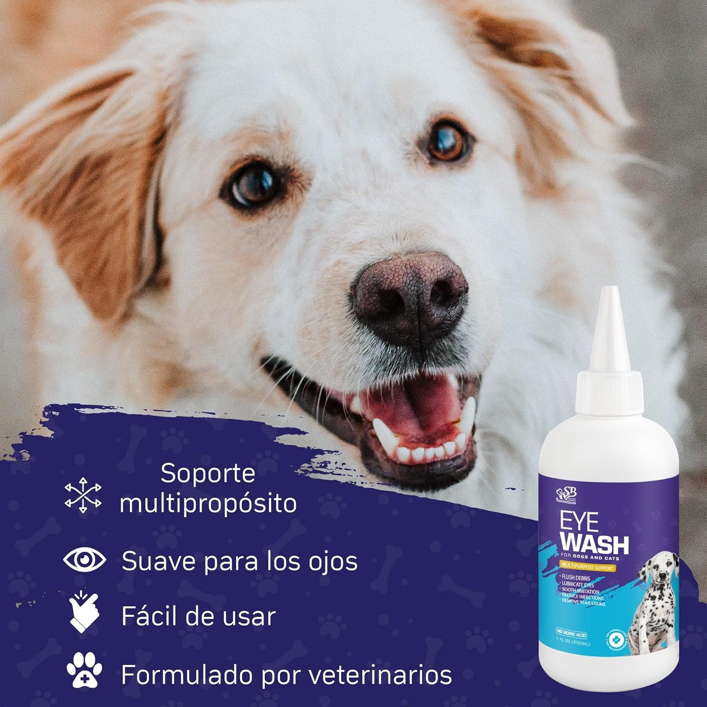 Dog Eye Drops 200ml,All Natural Ingredients Eye Wash for Dogs and Cats, Cleanses Tear Stains,Goop Mucus, Improves Allergy Symptoms and Dry Eyes