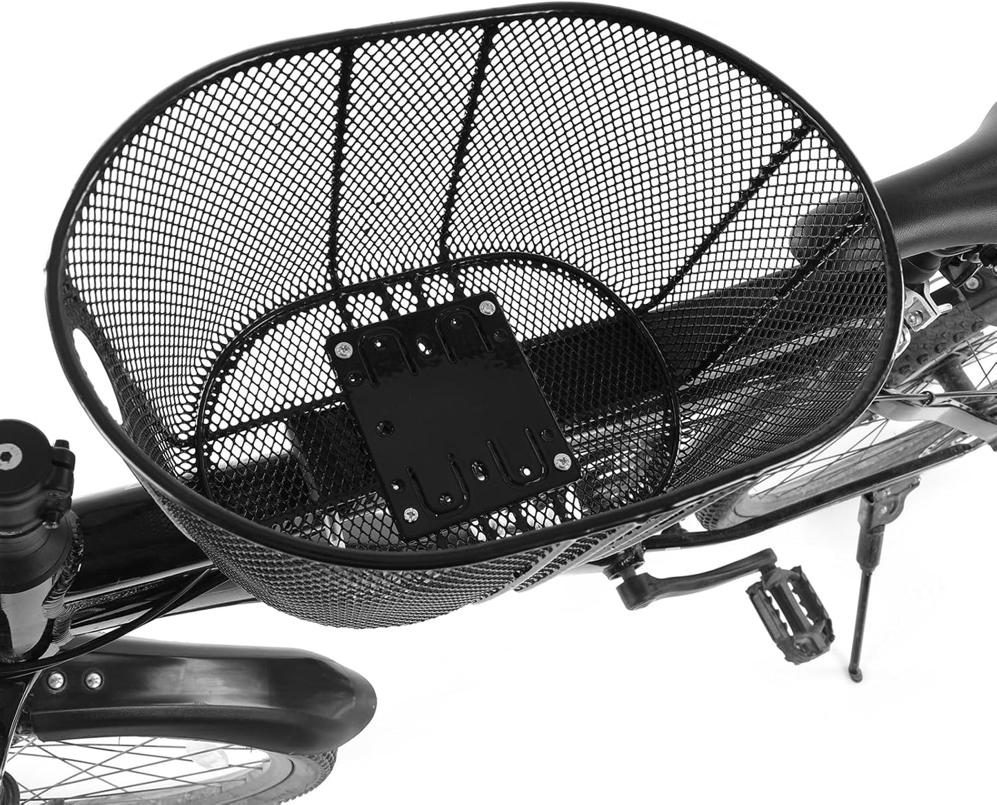 Dog Bike Basket Mountain Bike Shopping Basket Portable Cat and Dog Carrier for Bike Front Crossbar with Sponge Liner ty Strap (Black)