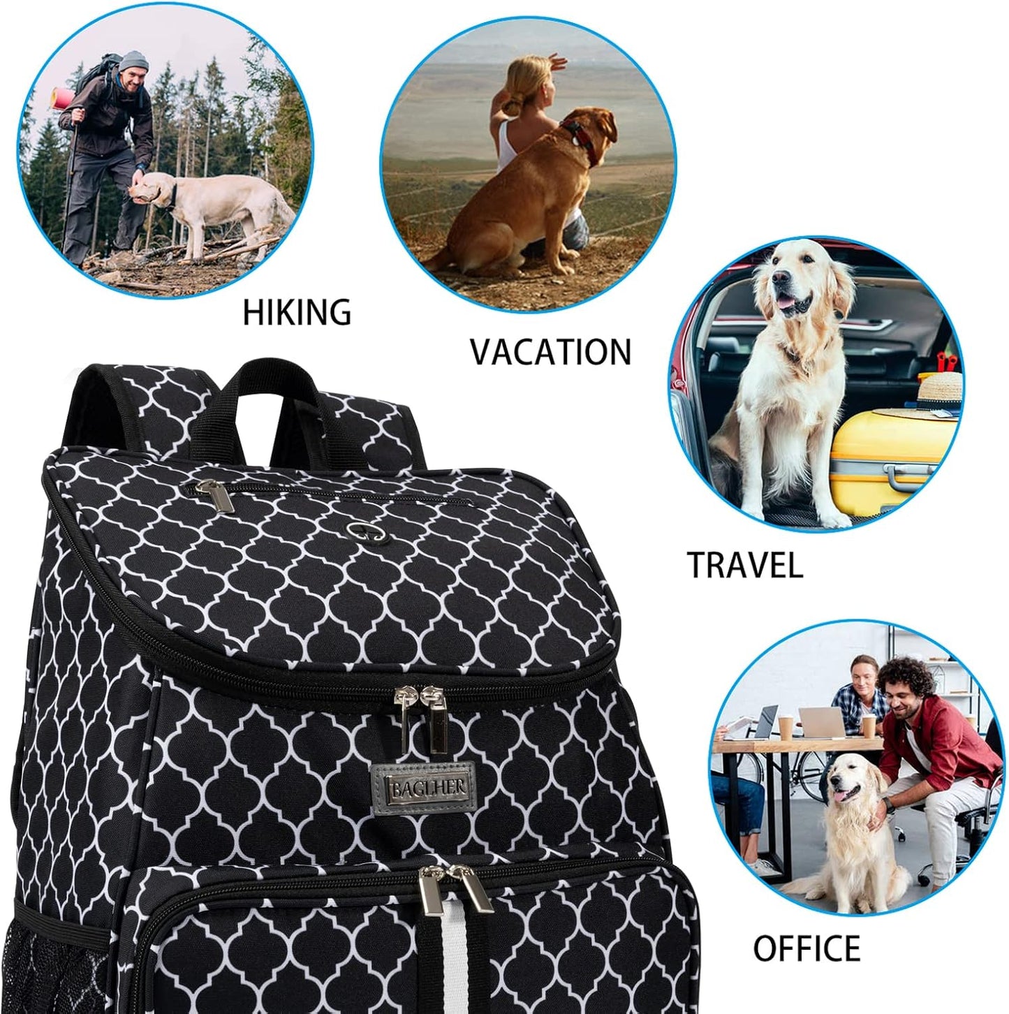 BAGLHER丨Dog Travel Bag, Airline Approved Pet Supplies Backpack, Dog Travel Backpack with 2 Silicone Collapsible Bowls and 2 Food Baskets