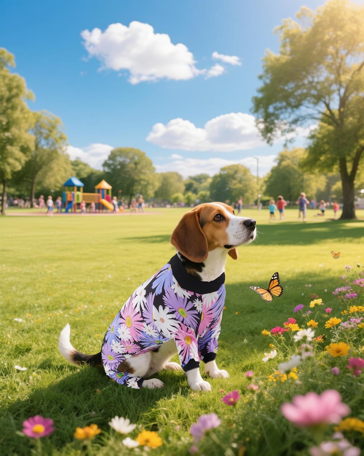 PET SHOW 4 Pack Dog Pajamas for Small Medium Dogs Girl Soft Stretchy PJs Paw Floral Jumpsuit Dog Doughnut Ice Cream Onesies Outfits with Sleeve Pets Breathable Summer Clothes Costume XL