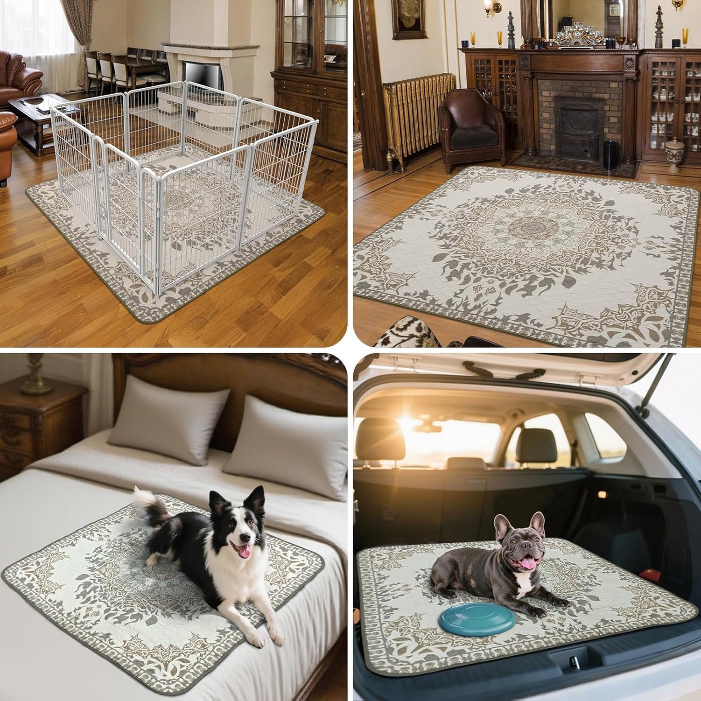 FXW Washable Pee Pads for Dogs, Puppy Pads with Super Absorbent, Specifically Designed for 42inch Cages, 41" × 27" Rectangle, Boho, 2 Packs