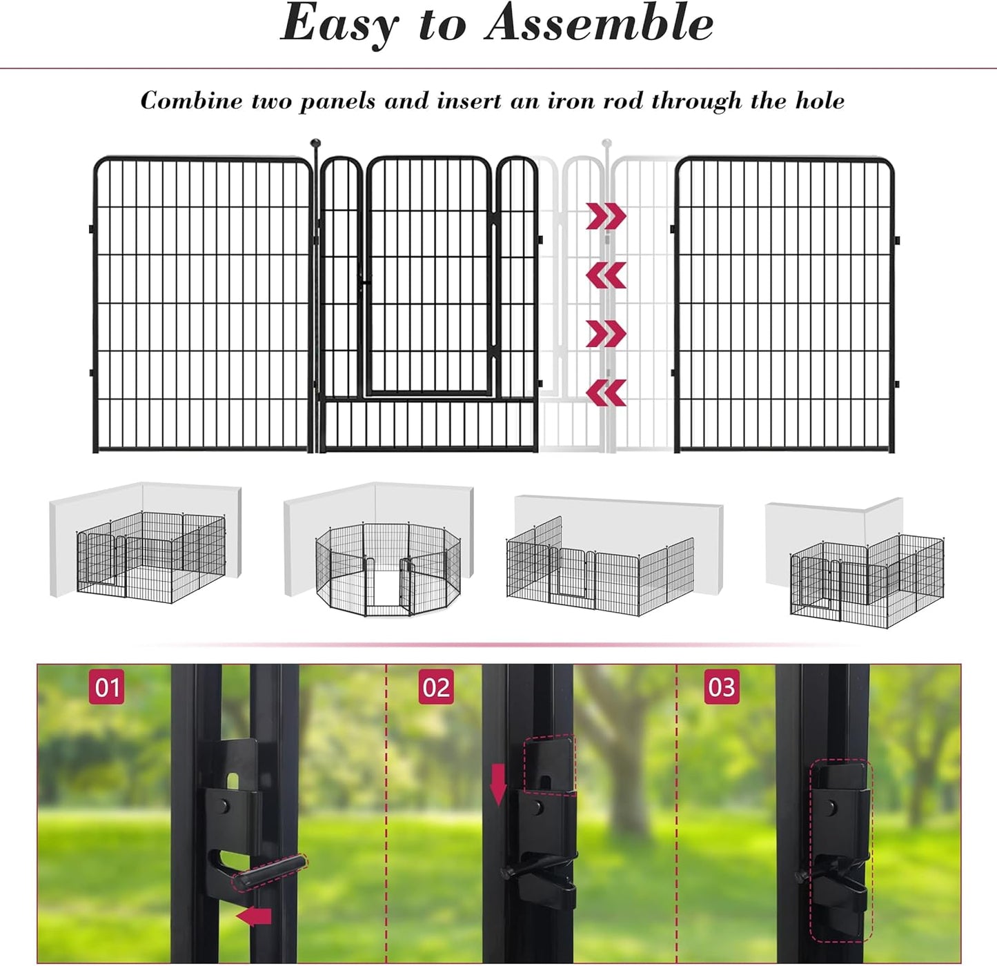 Dog Playpen 40 inch 22 Panels Indoor Outdoor Dog Pen for Large/Medium/Small Dogs Heavy Duty Metal Dog Fence Outdoor for Yard, Puppy Playpen with Door Portable Pet Fence for RV Camping Yard