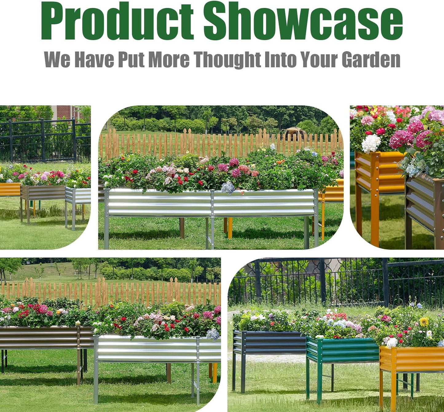 Land Guard Galvanized Raised Garden Bed with Legs, 96×24×32in Raised Garden Beds Outdoor with Drainage Holes, Planter Boxes Outdoor for Backyard, Patio, Balcony, 800lb Capacity, Cream Yellow