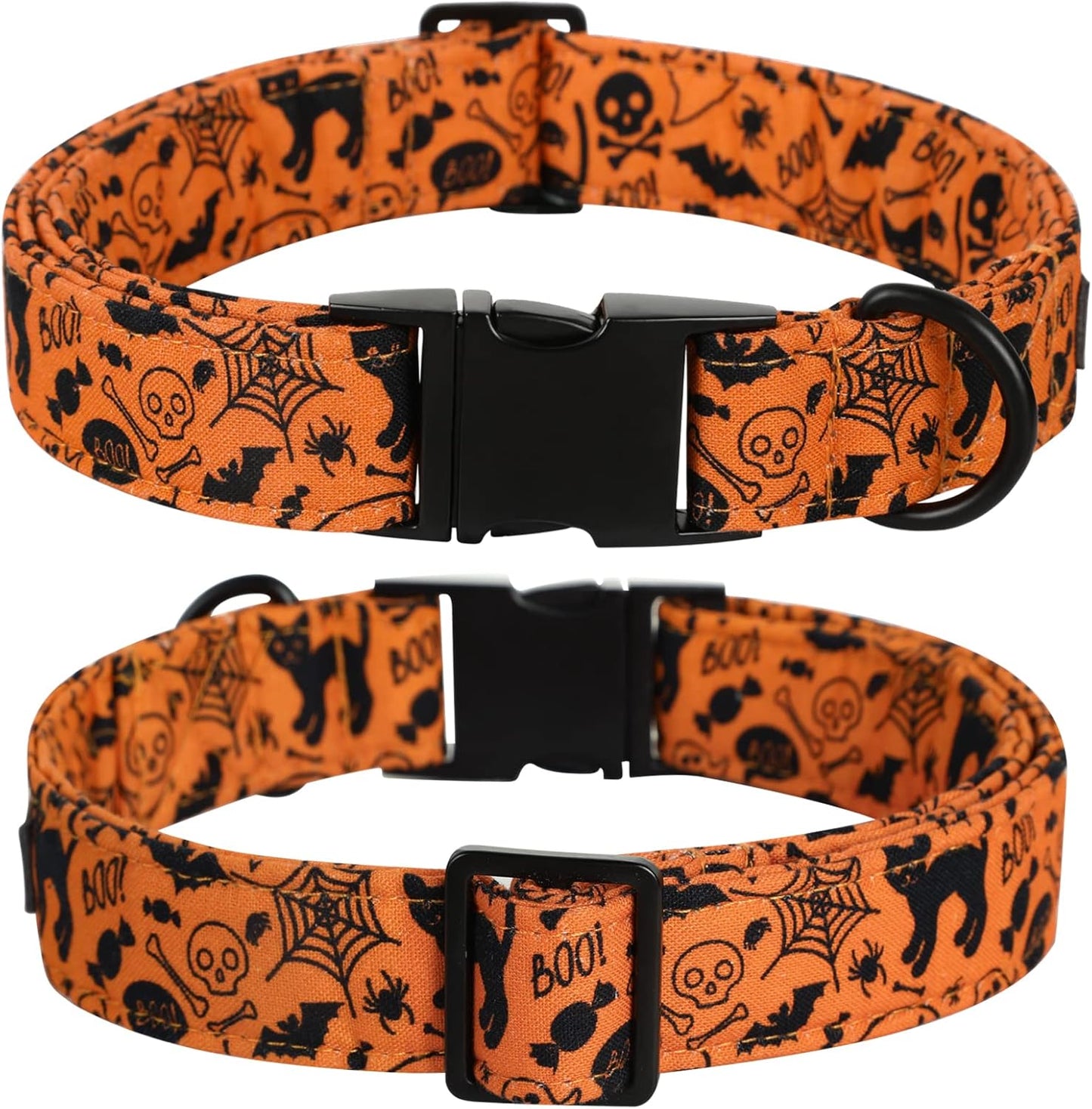 Lionet Paws Halloween Dog Collar with Bowtie - Cute Cotton Adjustable Fall Bowtie Dog Collar with Metal Buckle for Small Medium Large Dog Girl Boy Gift, S, Neck 10-16in