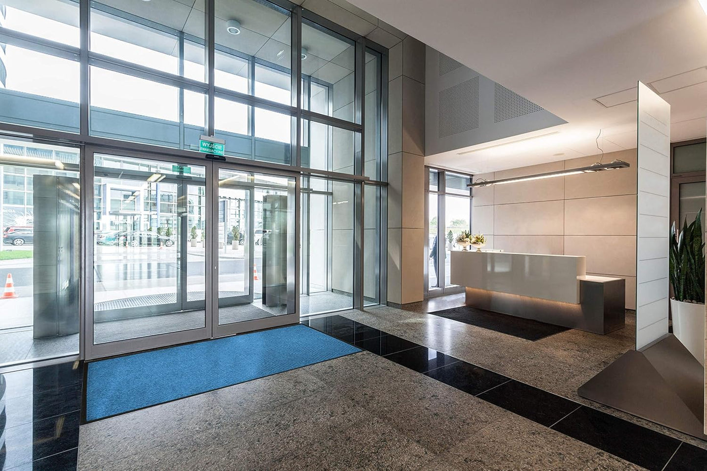 WaterHog Diamond | Commercial-Grade Entrance Mat with Rubber Border – Indoor/Outdoor, Quick Drying, Stain Resistant Door Mat (Solid Red, 4' x 10')