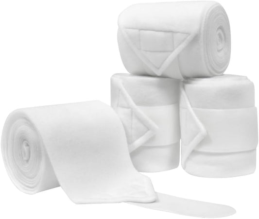 Horse Polo Leg Wraps Soft Fleece Wraps Equestrian Leg Bandage 4-Pack (Full(10ft), White)