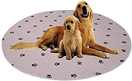 SincoPet Washable Dog Pee Pads with Puppy Grooming Gloves,Puppy Pads,Reusable Pet Training Pads,Large ,Waterproof Pet Pads for Dog Bed Mat,Super Absorbing Whelping Pads,36 Round Inch (Pack of 2)